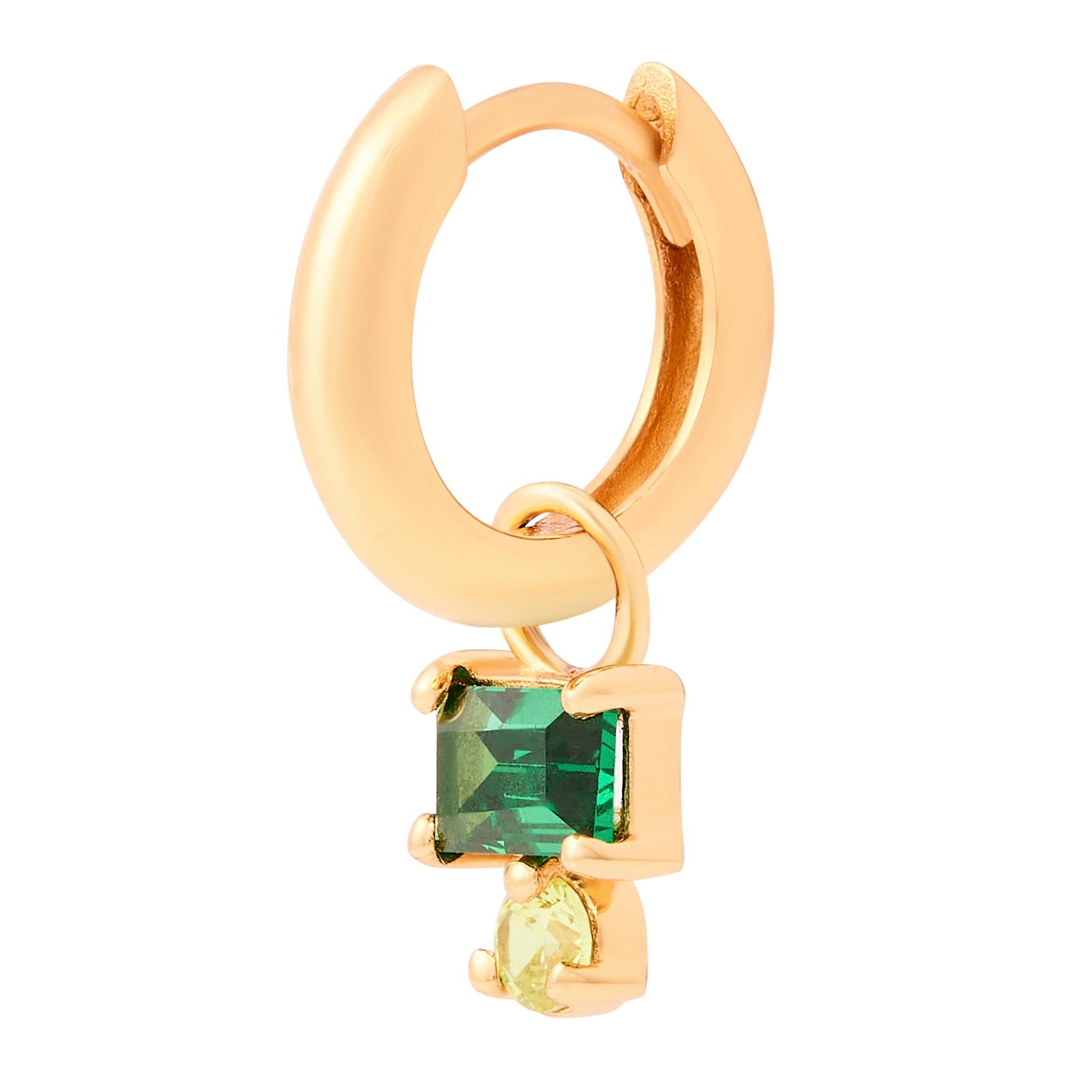 Green Ombre Baguette Charm - Gold