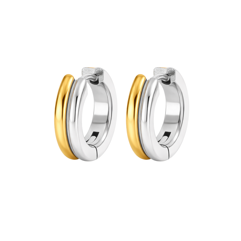 Two Tone Huggies Silver & Gold