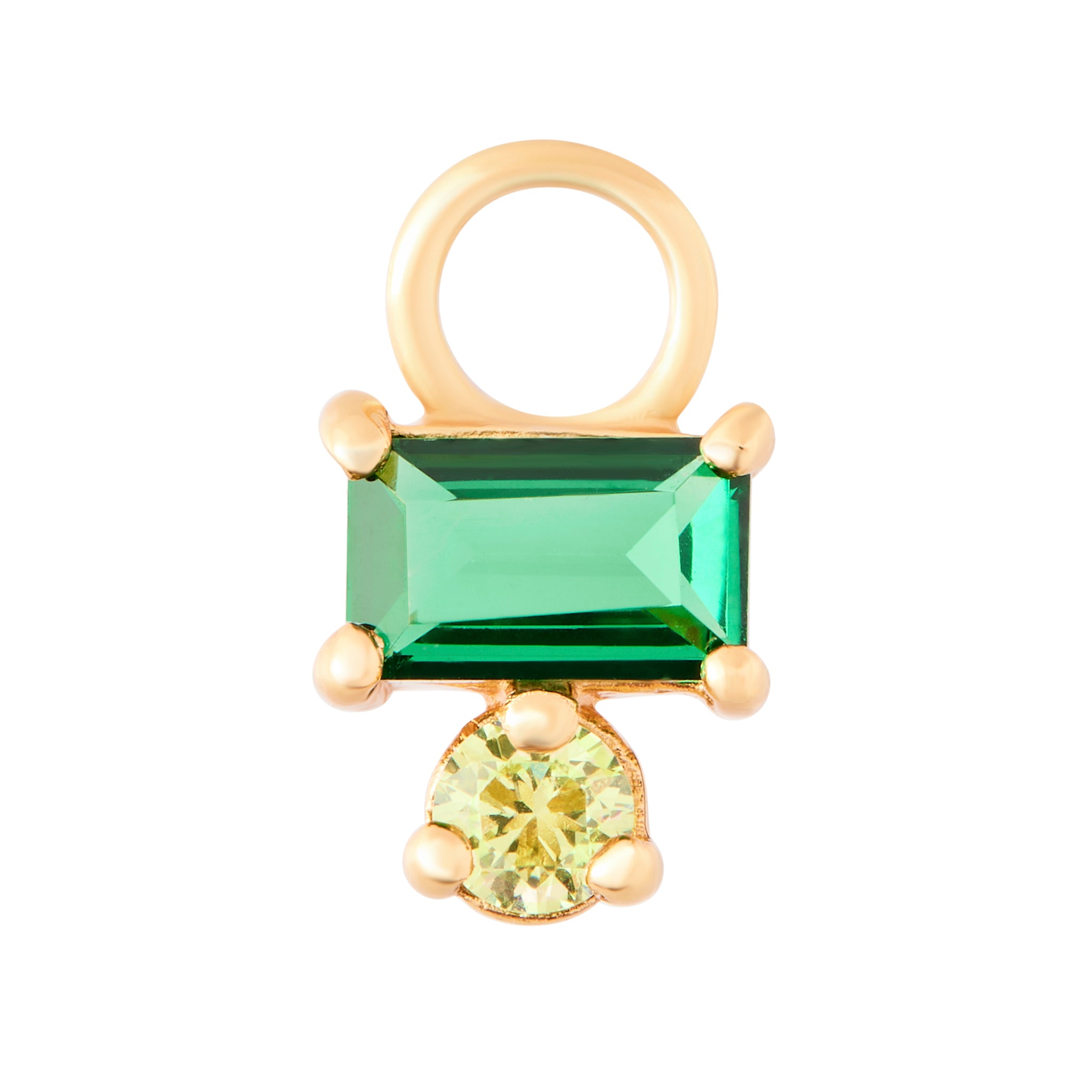 Green Ombre Baguette Charm - Gold