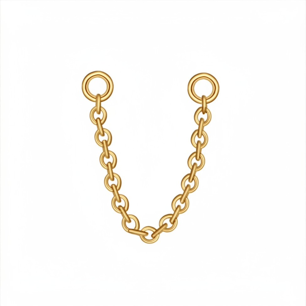 Single Layered Earring Chain Gold 35mm