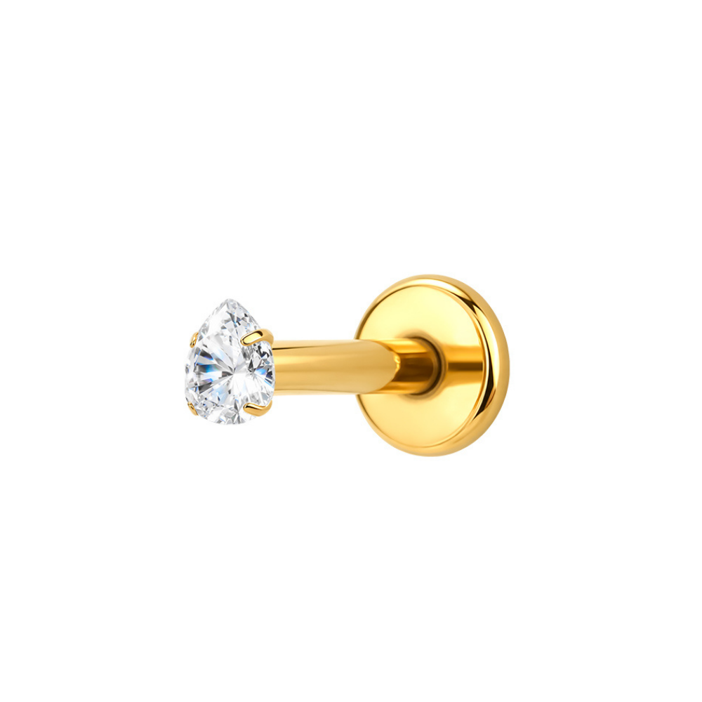 Air Set Pear Crystal Flat Back Labret Gold