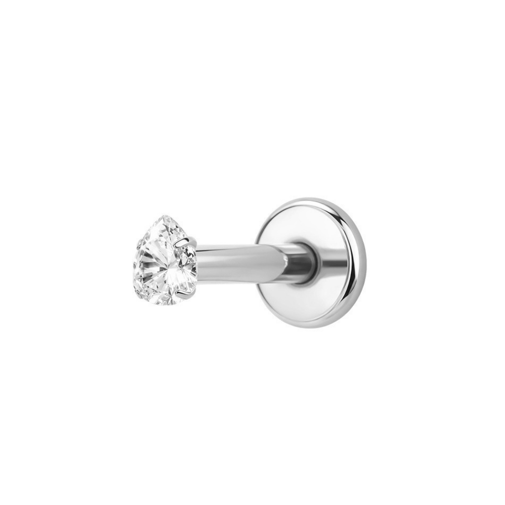 Air Set Pear Crystal Flat Back Labret Silver