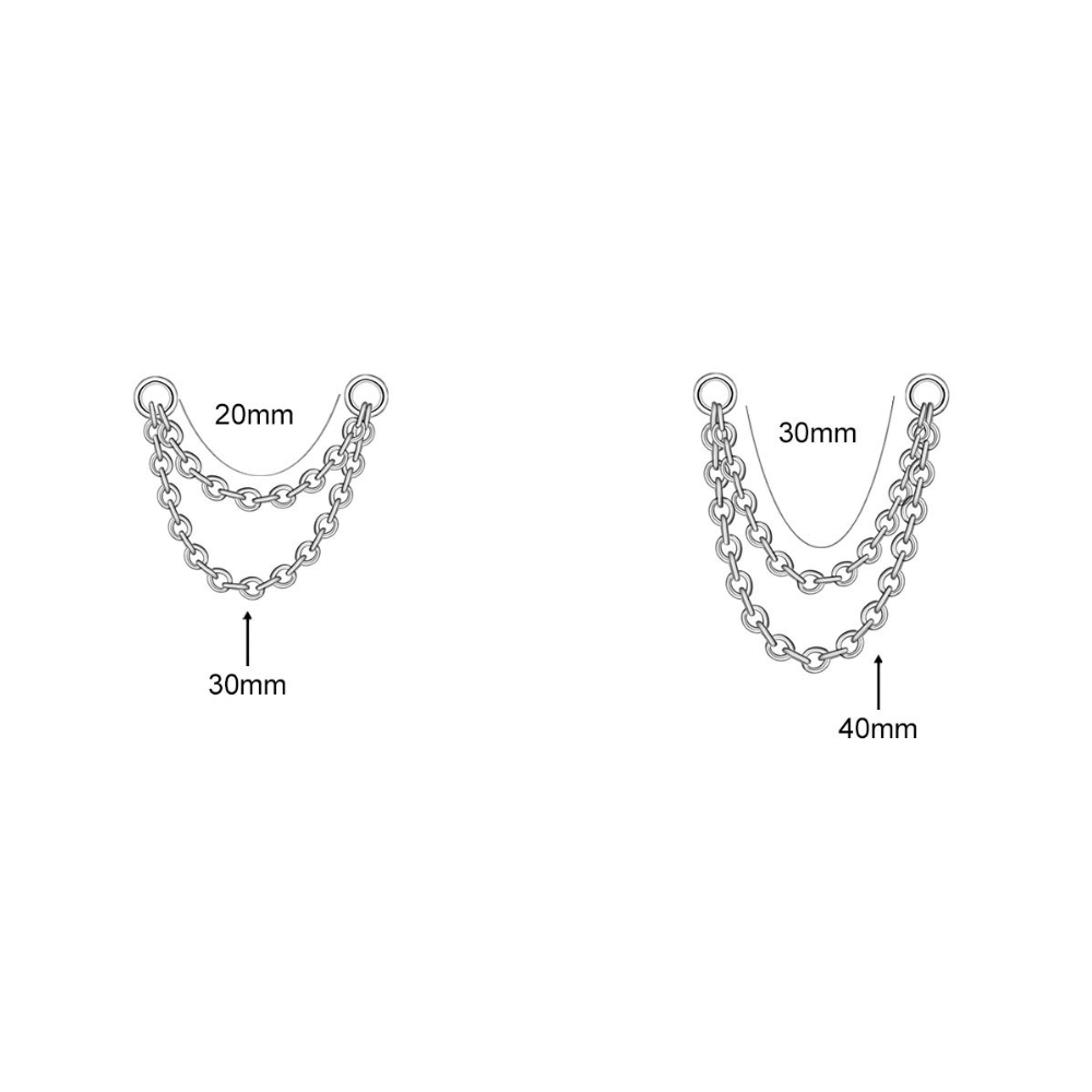 Double Layered Earring Chain Silver 30mm