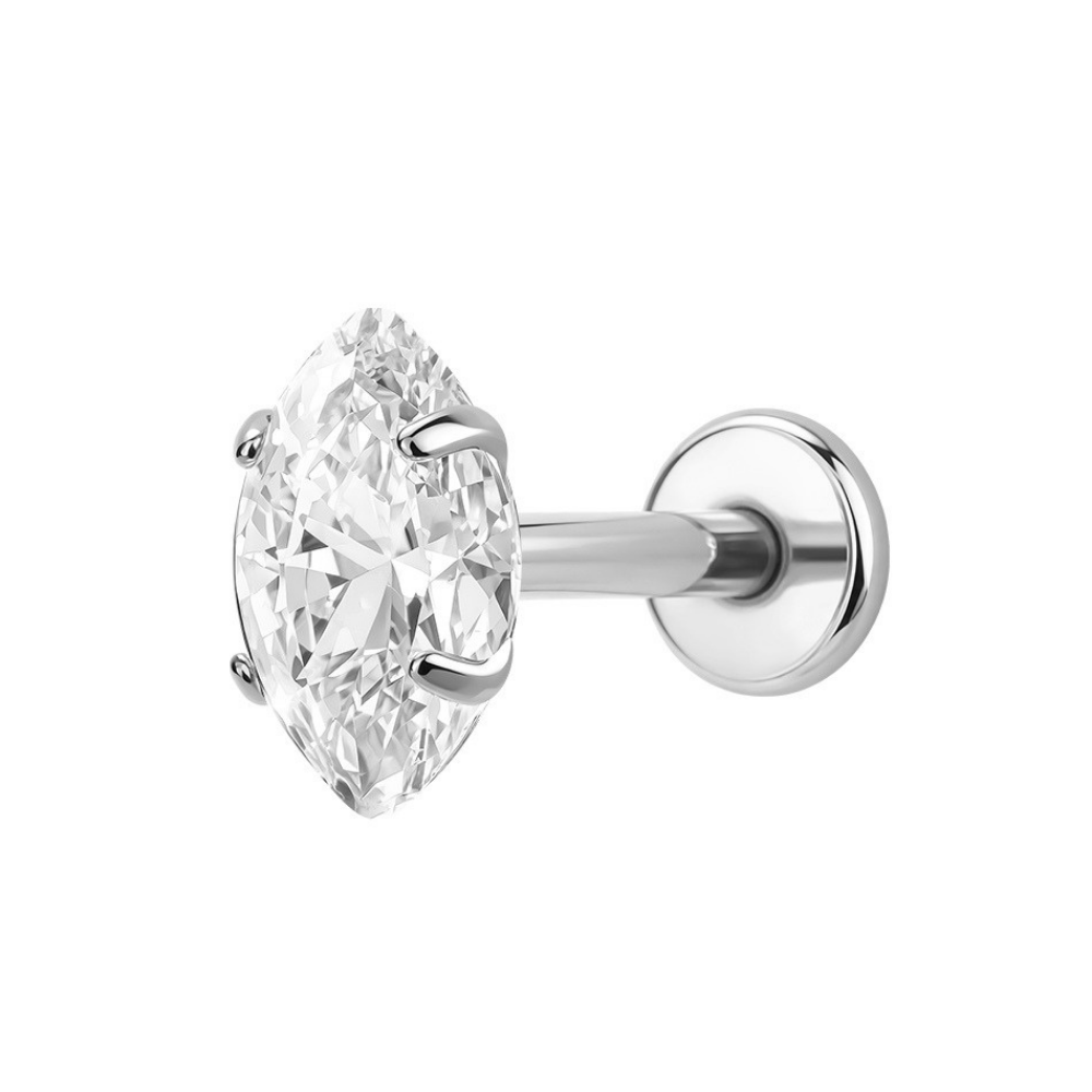 Air Set Marquise Crystal Flat Back Labret Silver