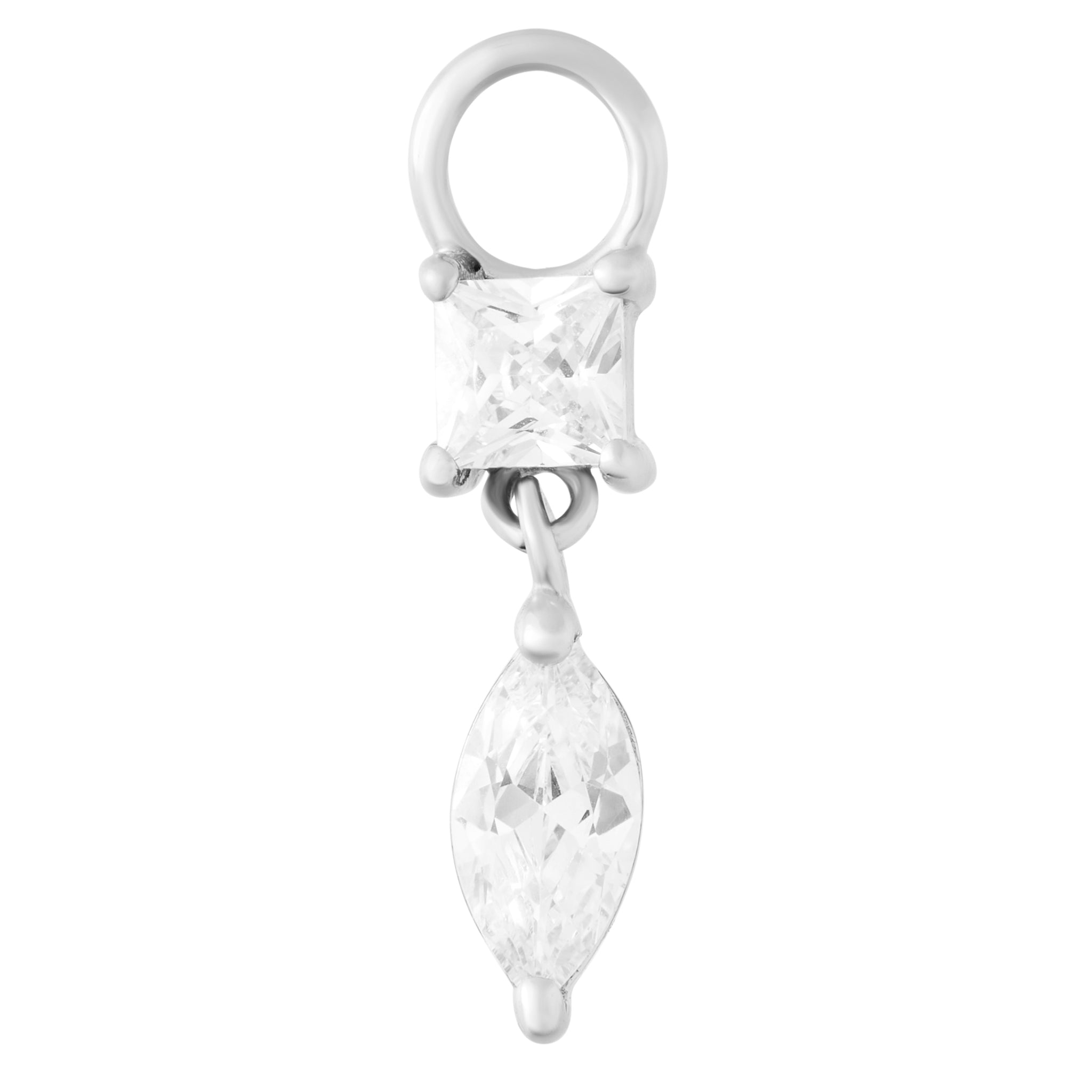 Marquise Drop Charm - Silver