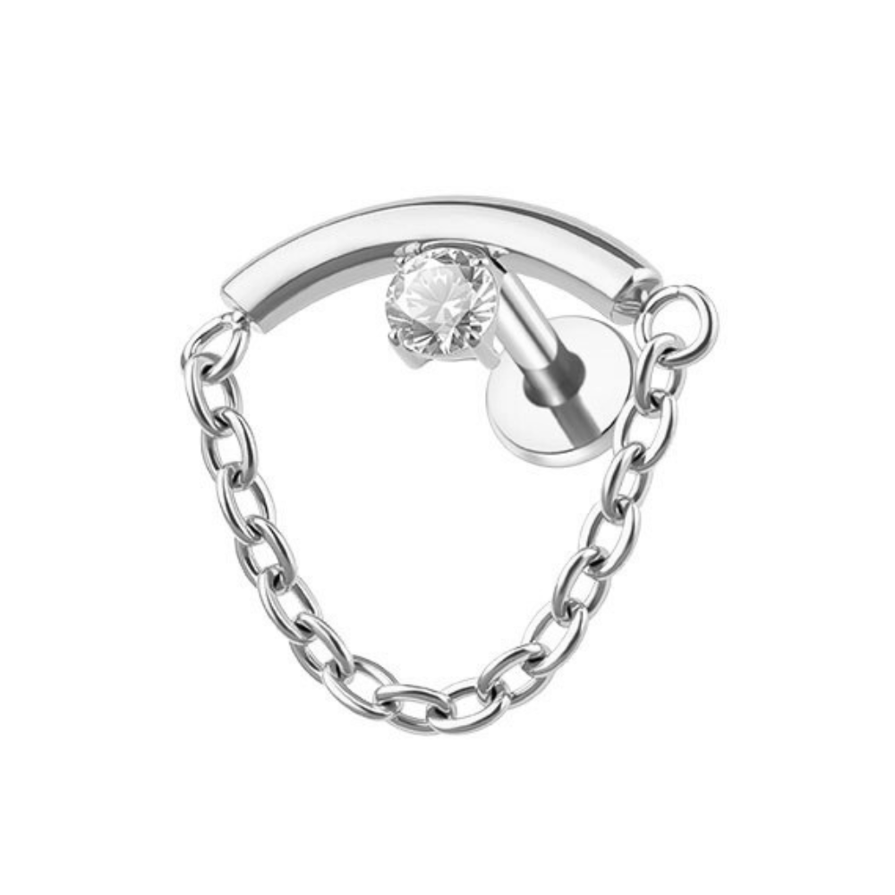 Crystal Chain Flat Back Stud Silver