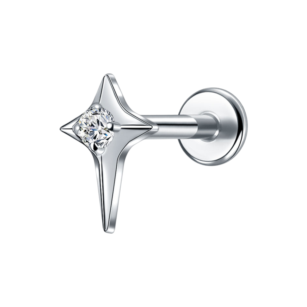 Nova Star Flat Back Labret Stud Silver