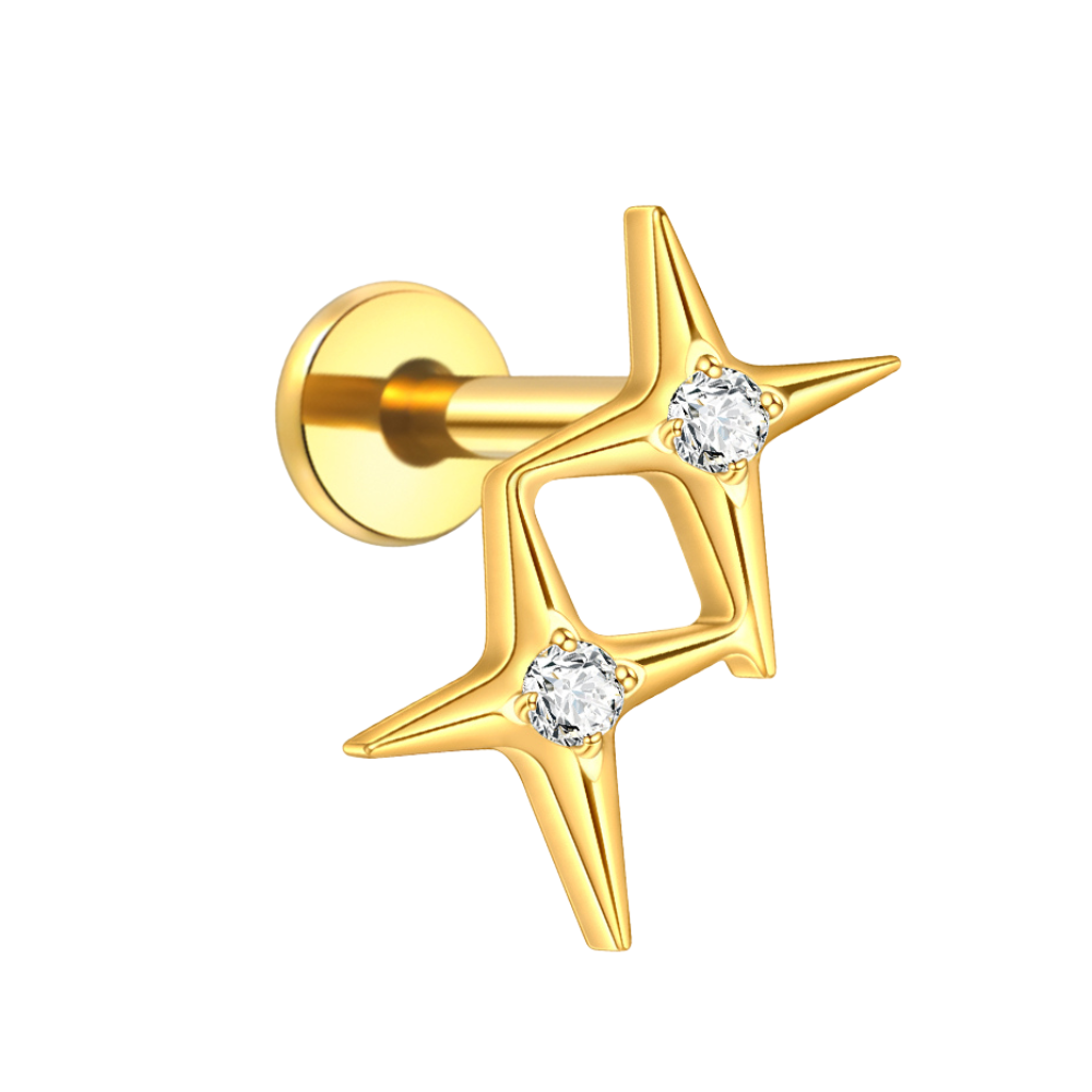 Starcrossed Flat Back Labret Stud Gold