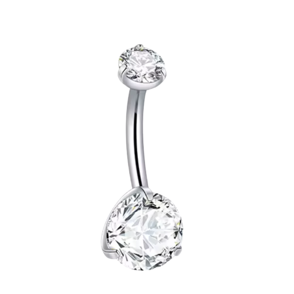 Crystal Belly Bar - Silver