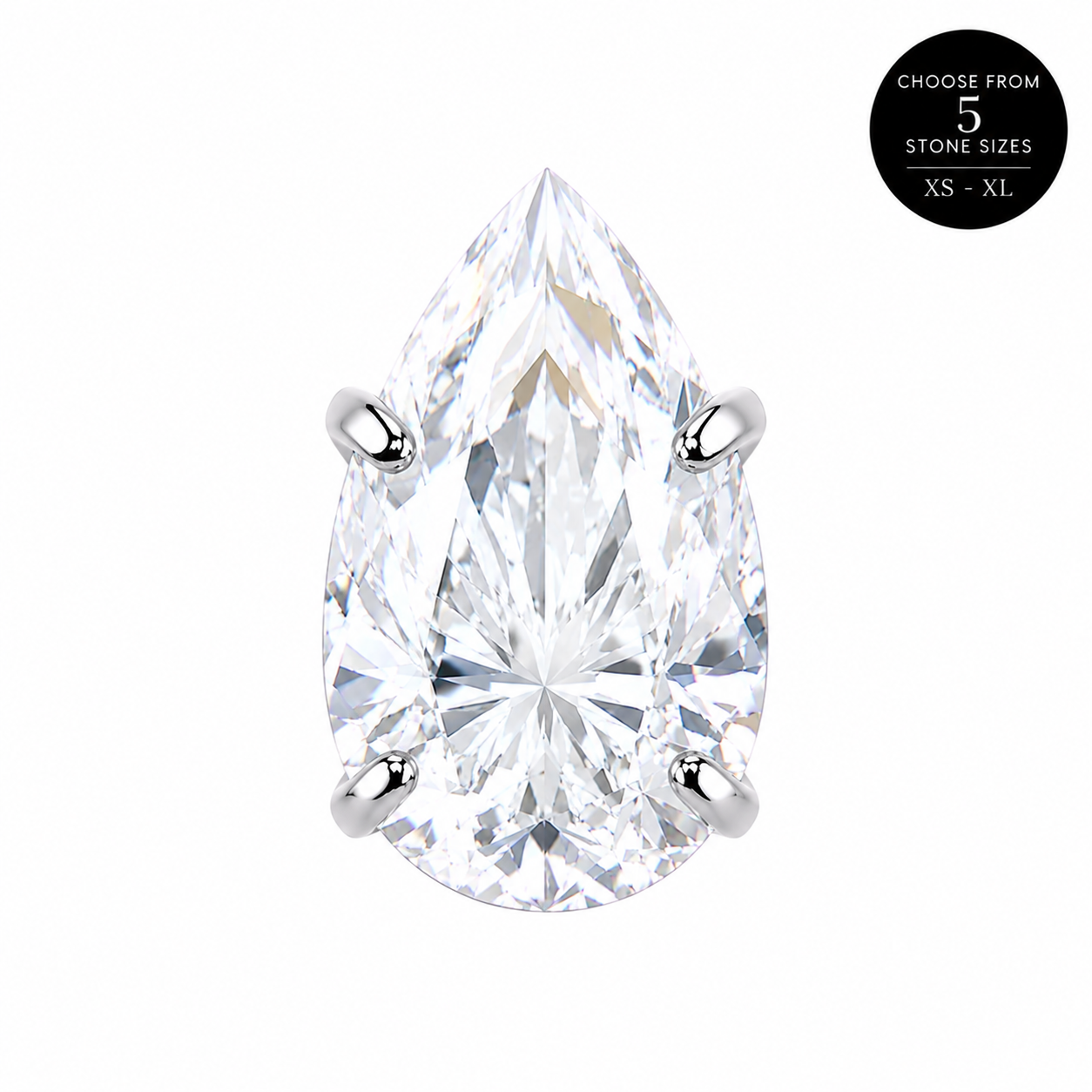 Air Set Pear Crystal Flat Back Labret Silver