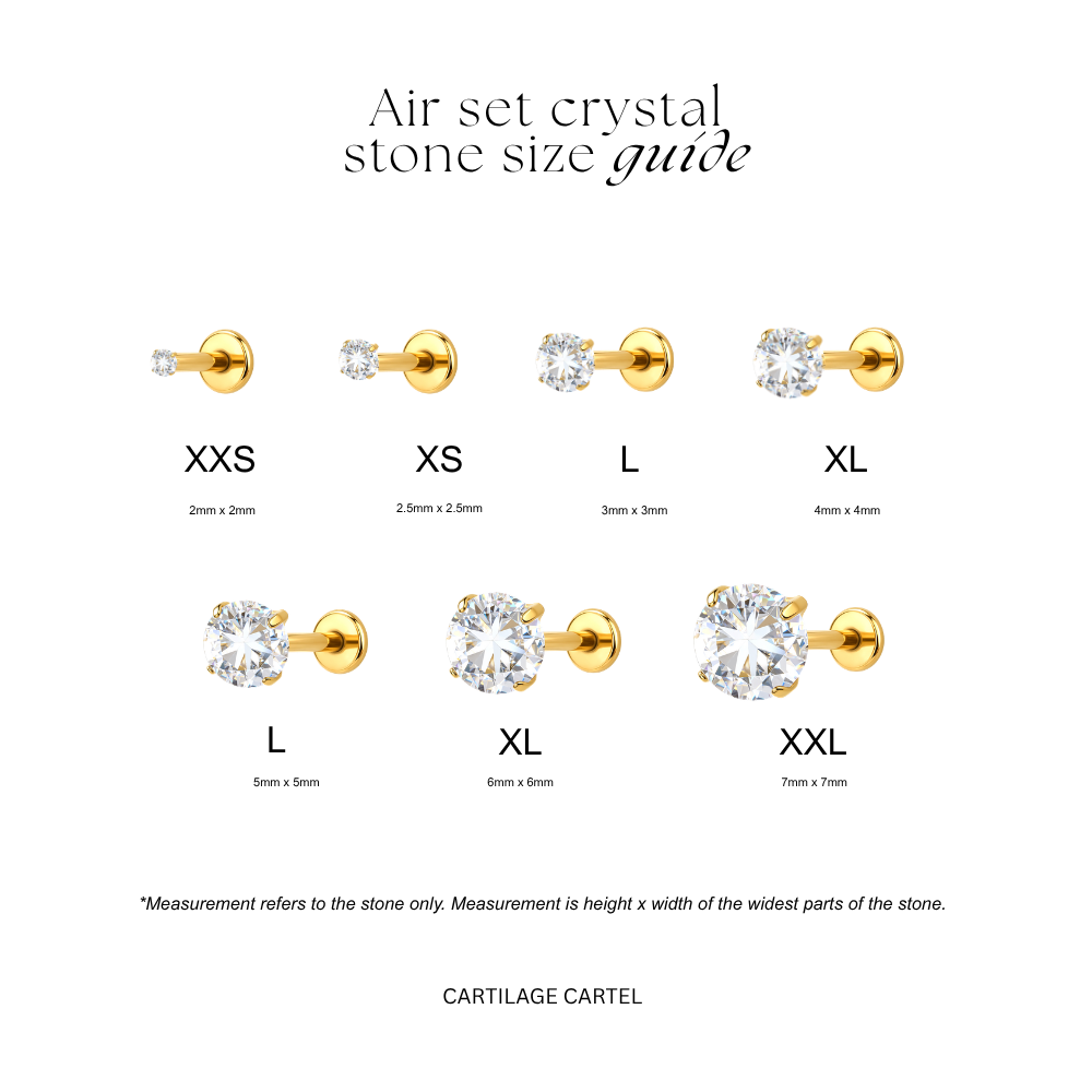 Air Set Crystal Flat Back Labret Gold