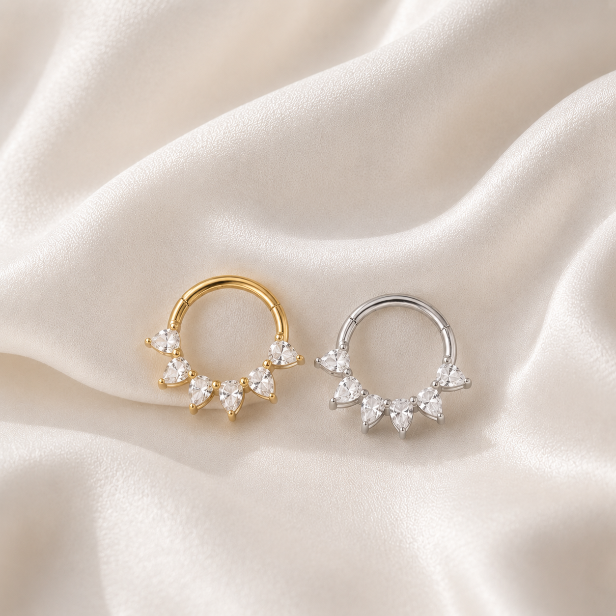 Crystal Marquise Hoop Gold