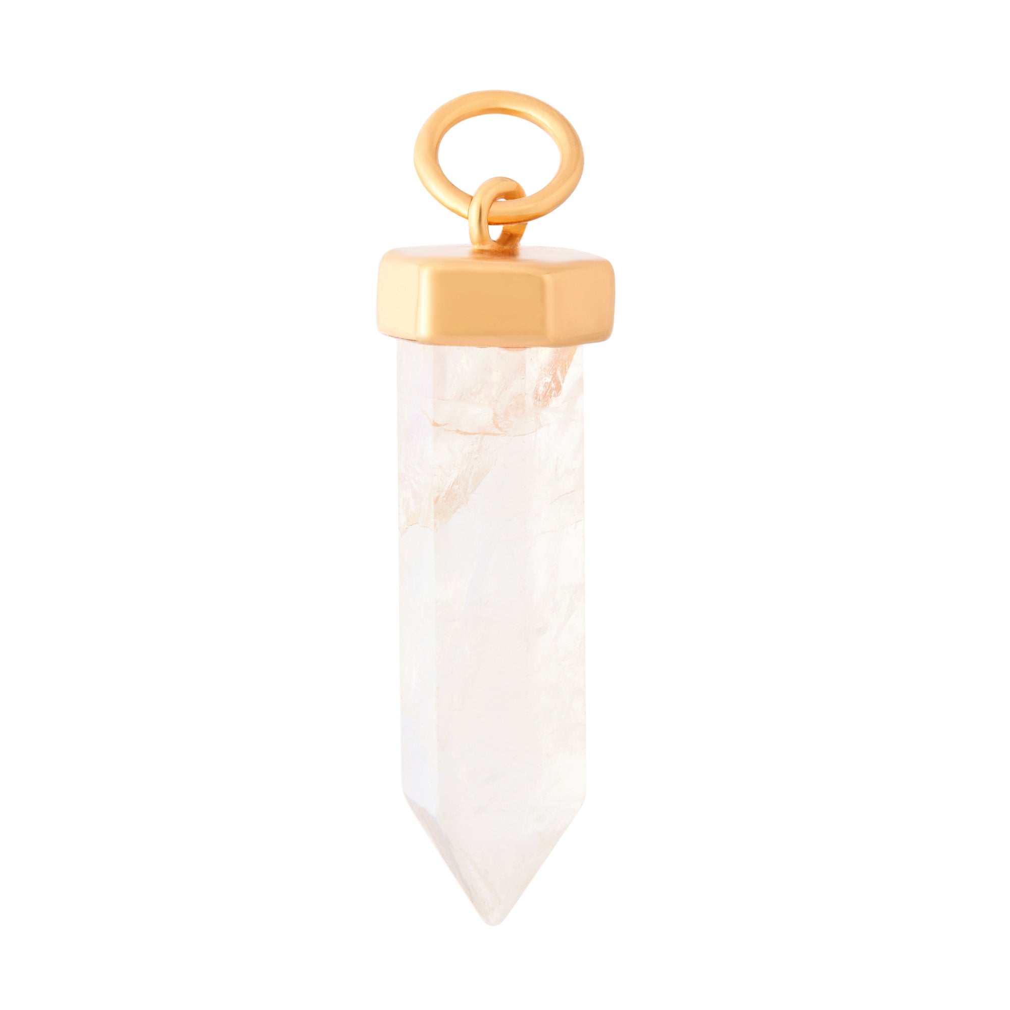 Moonstone Tower Crystal Charm - Gold