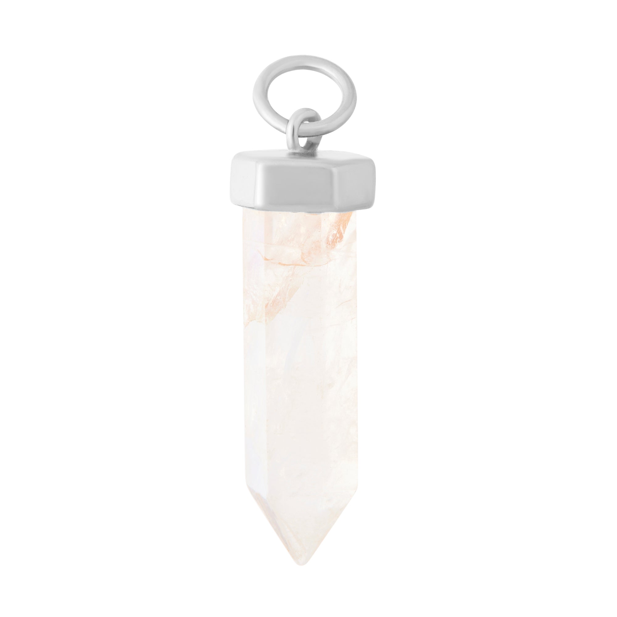 Moonstone Tower Crystal Charm - Silver