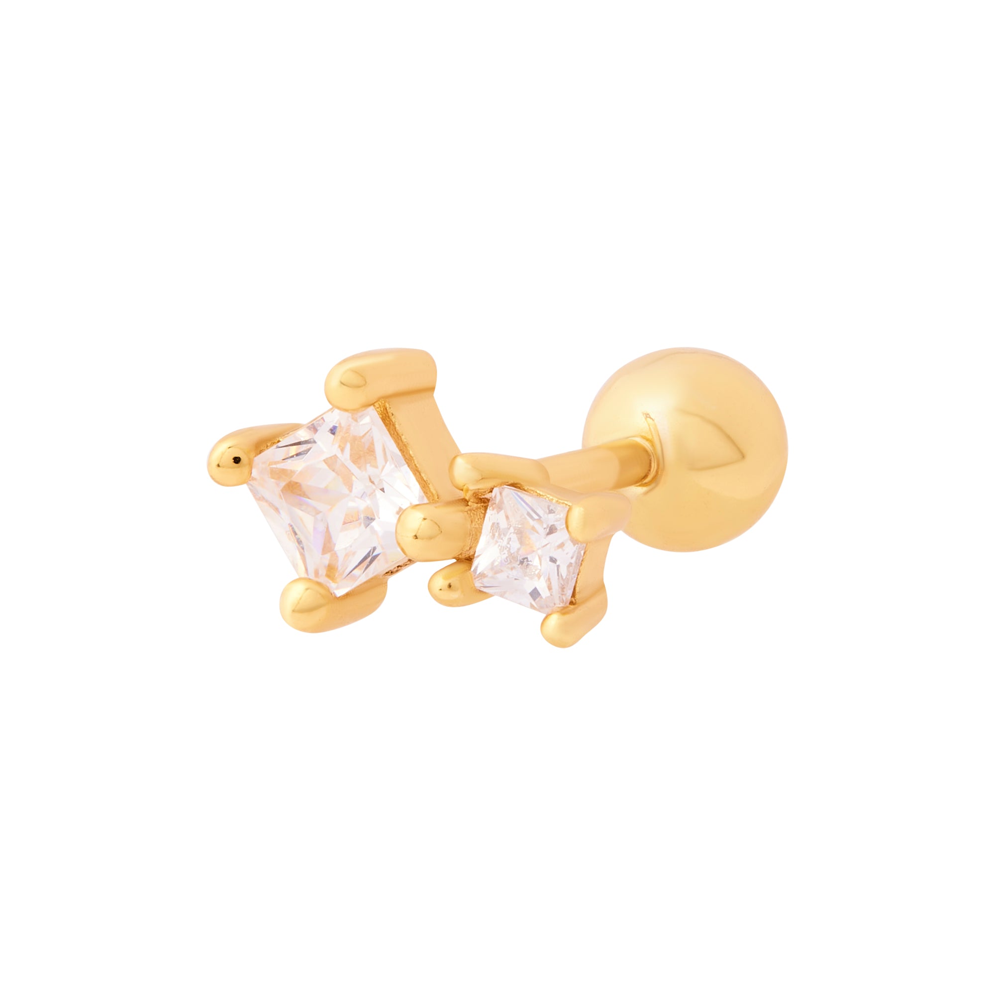 Stacked Barbell Stud in Gold