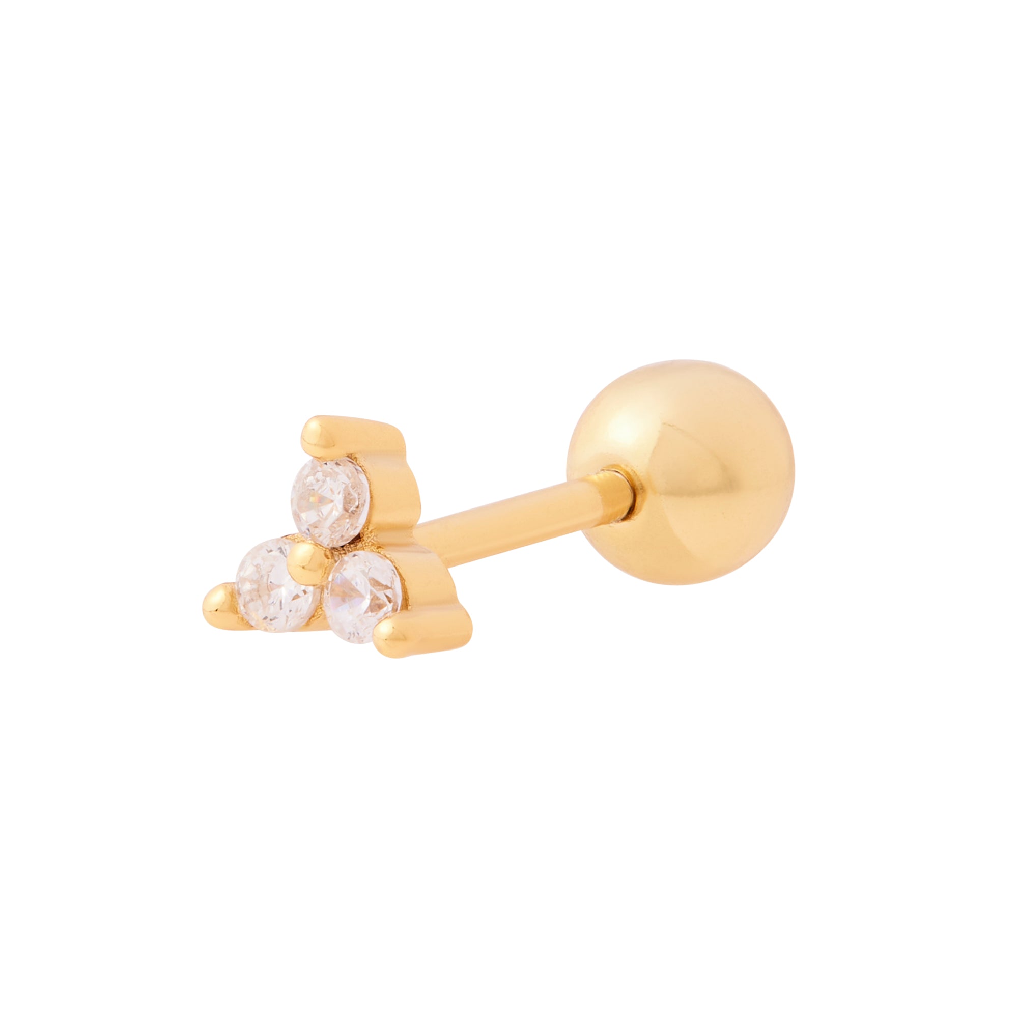 Trinity Barbell Stud in Gold