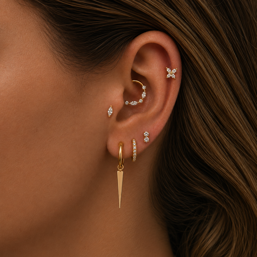 Lustre Sparkle Cartilage Hoop Gold 8-10mm