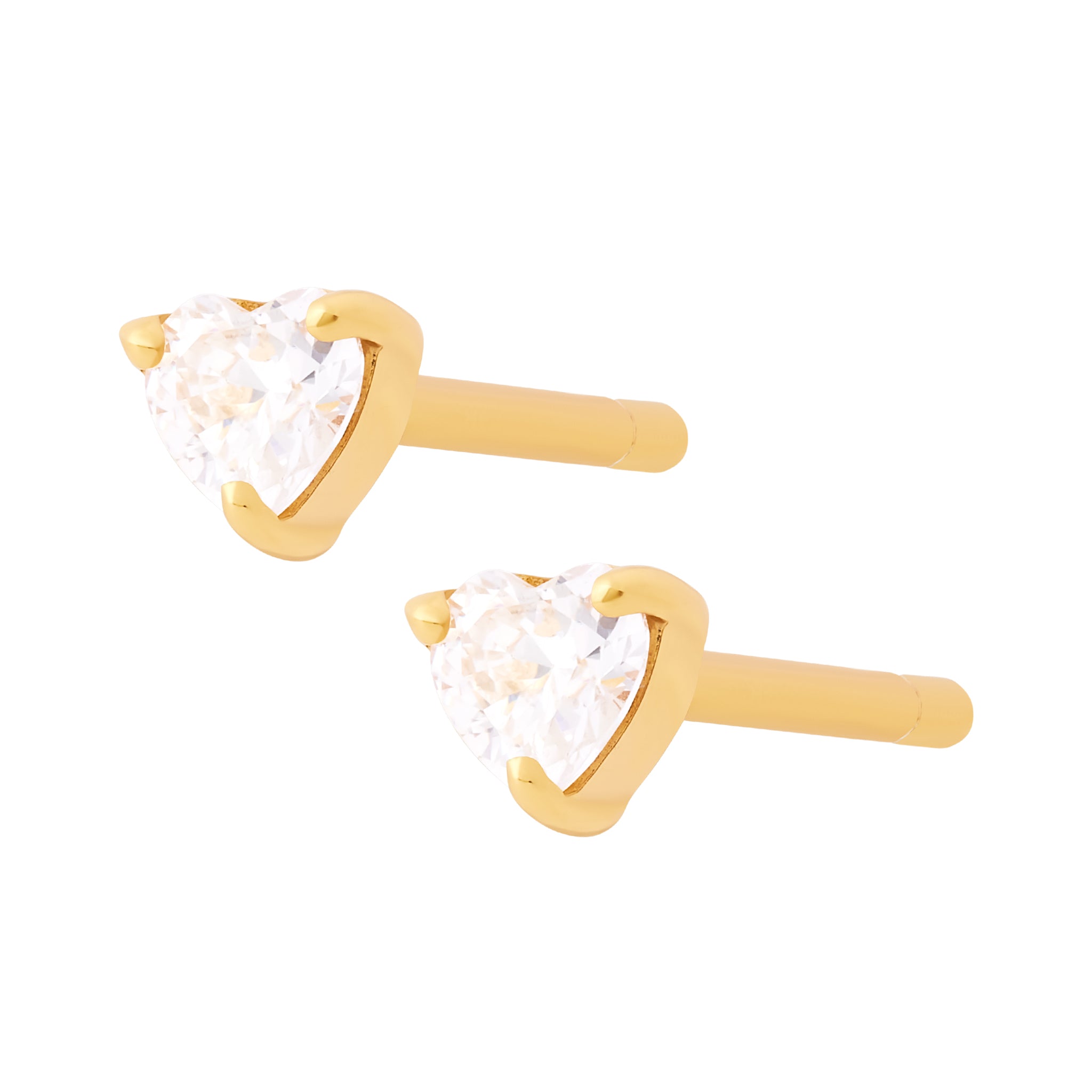 Crystal Heart Studs - Gold