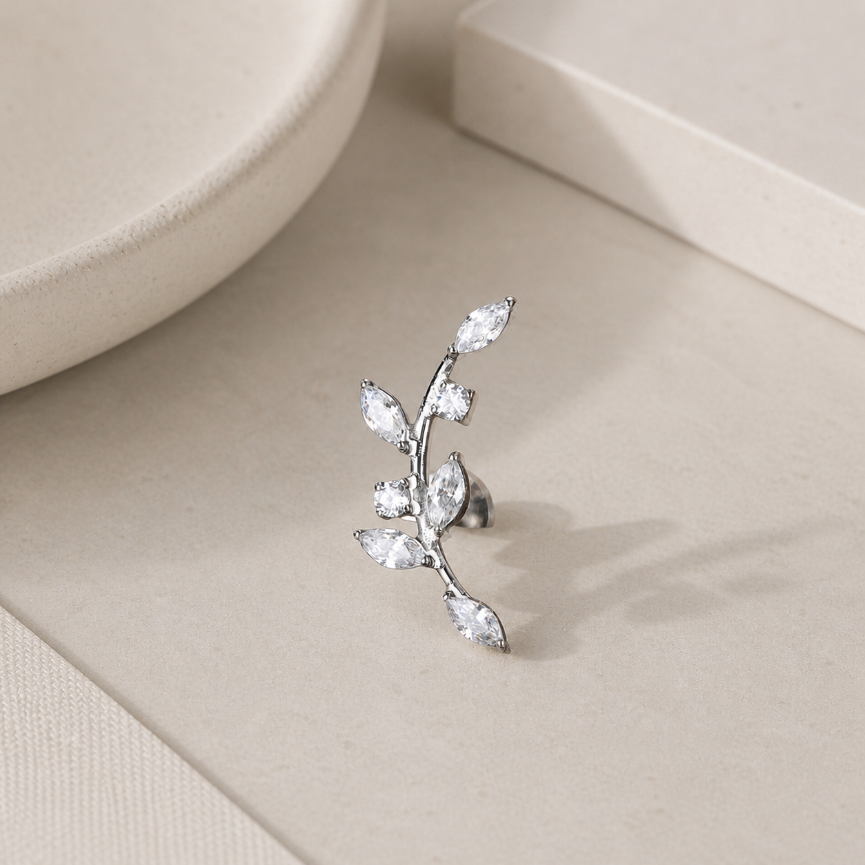 Floral Climber Flat Back Stud Silver