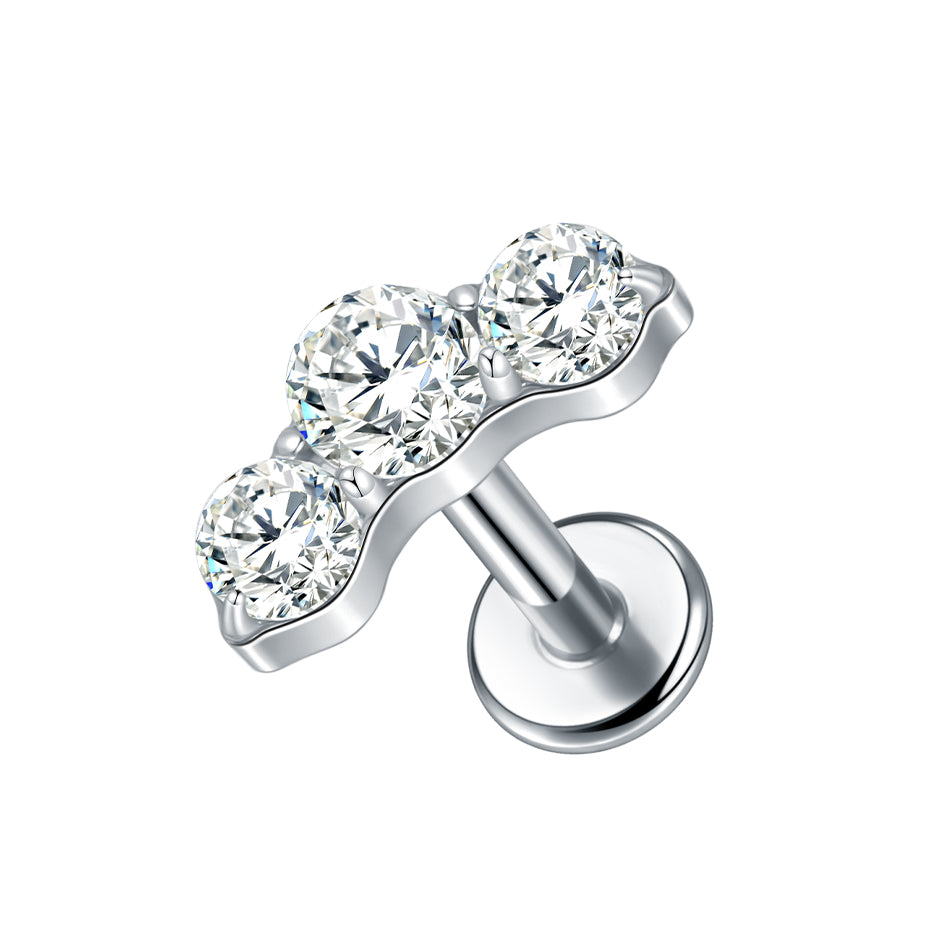 Sparkle Dot Flat Back Labret Stud Silver