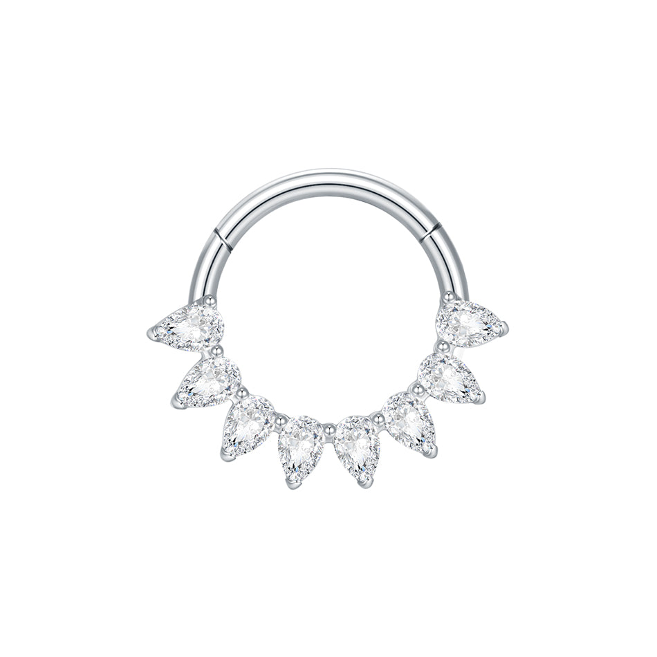 Crystal Marquise Hoop Silver