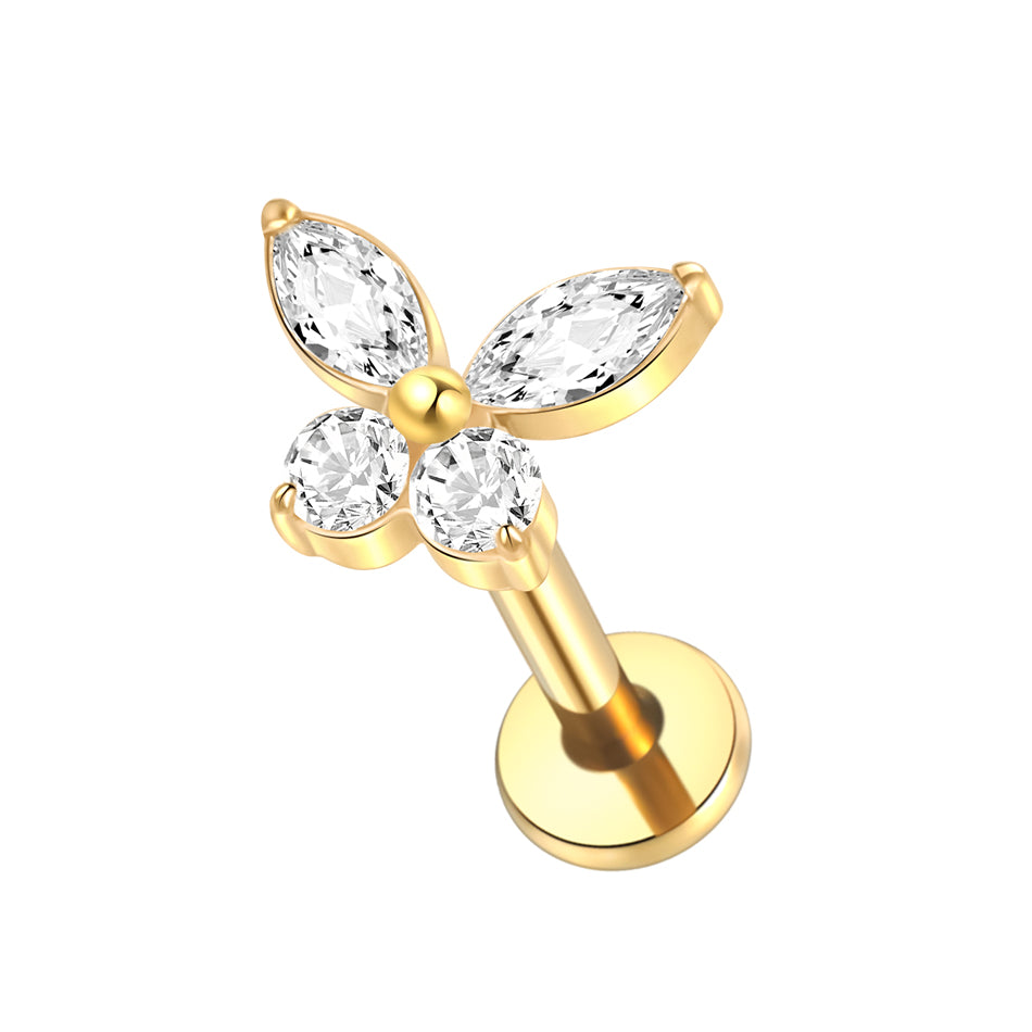 Butterfly Flat Back Labret Stud Gold
