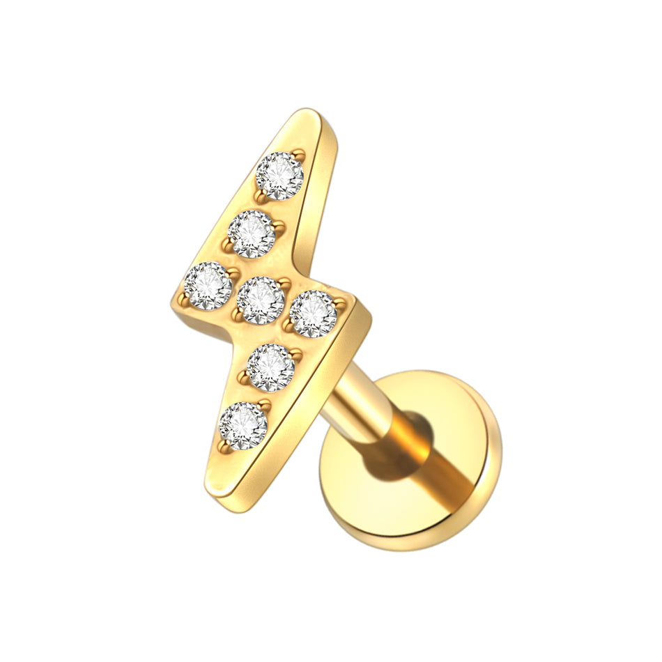 Pavé Bolt Flat Back Labret Stud Silver