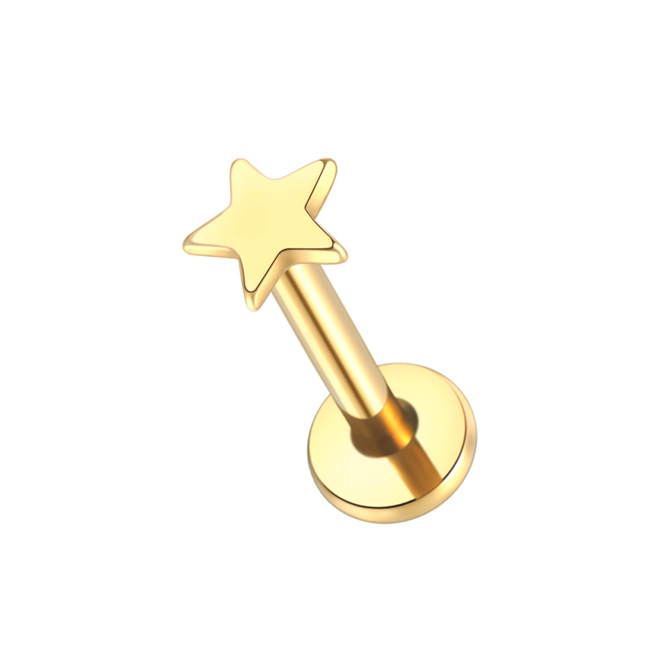 Star Flat Back Labret Stud Gold