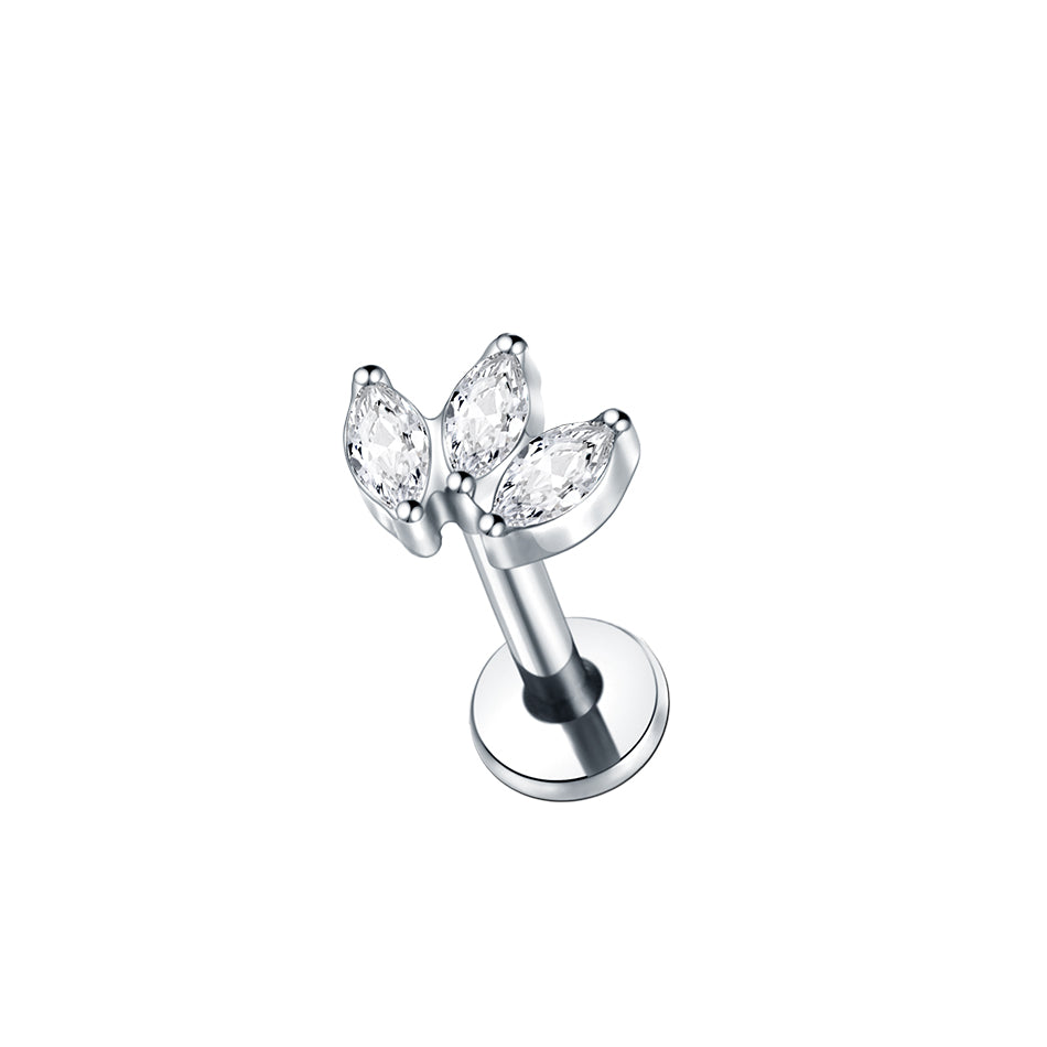 Marquise Trio Flat Back Labret Stud Silver