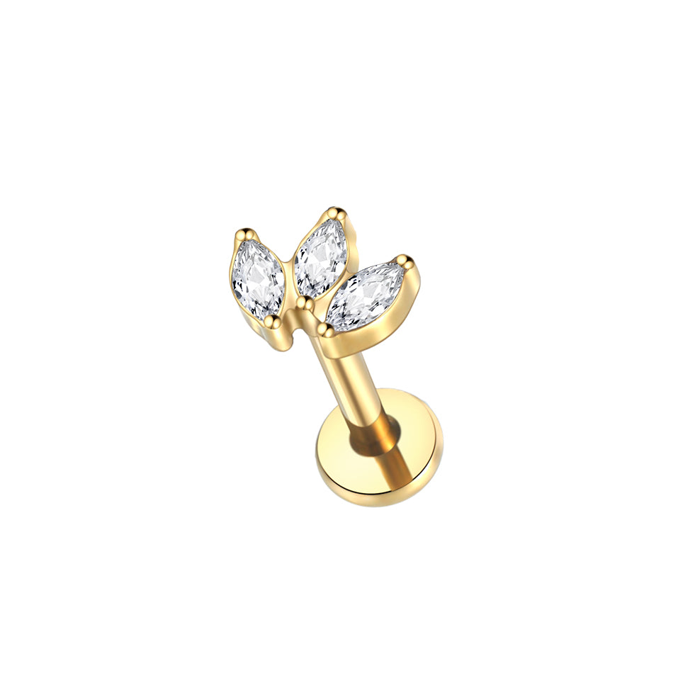 Marquise Trio Flat Back Labret Stud Gold