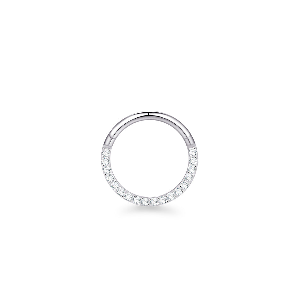 Crystal Clicker Hoop Silver 8mm