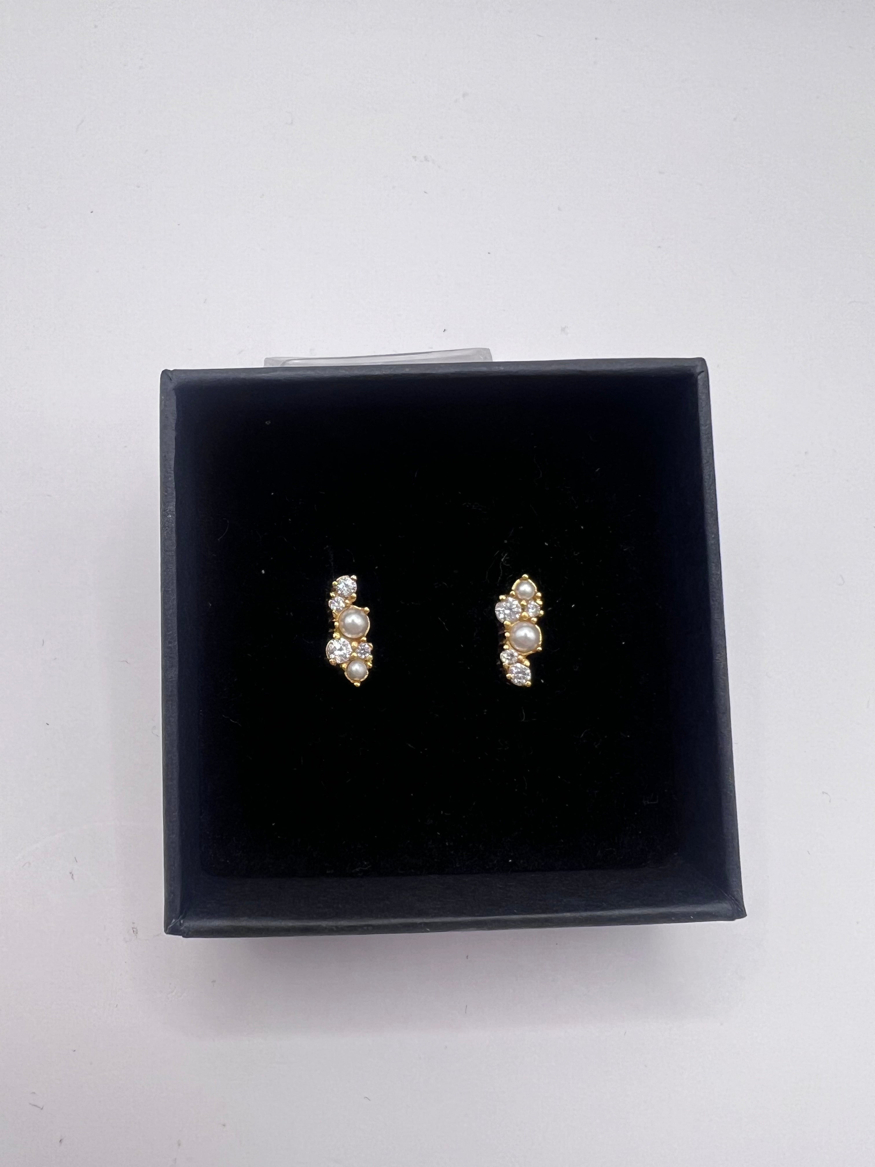 Pearl Crystal Climber Studs