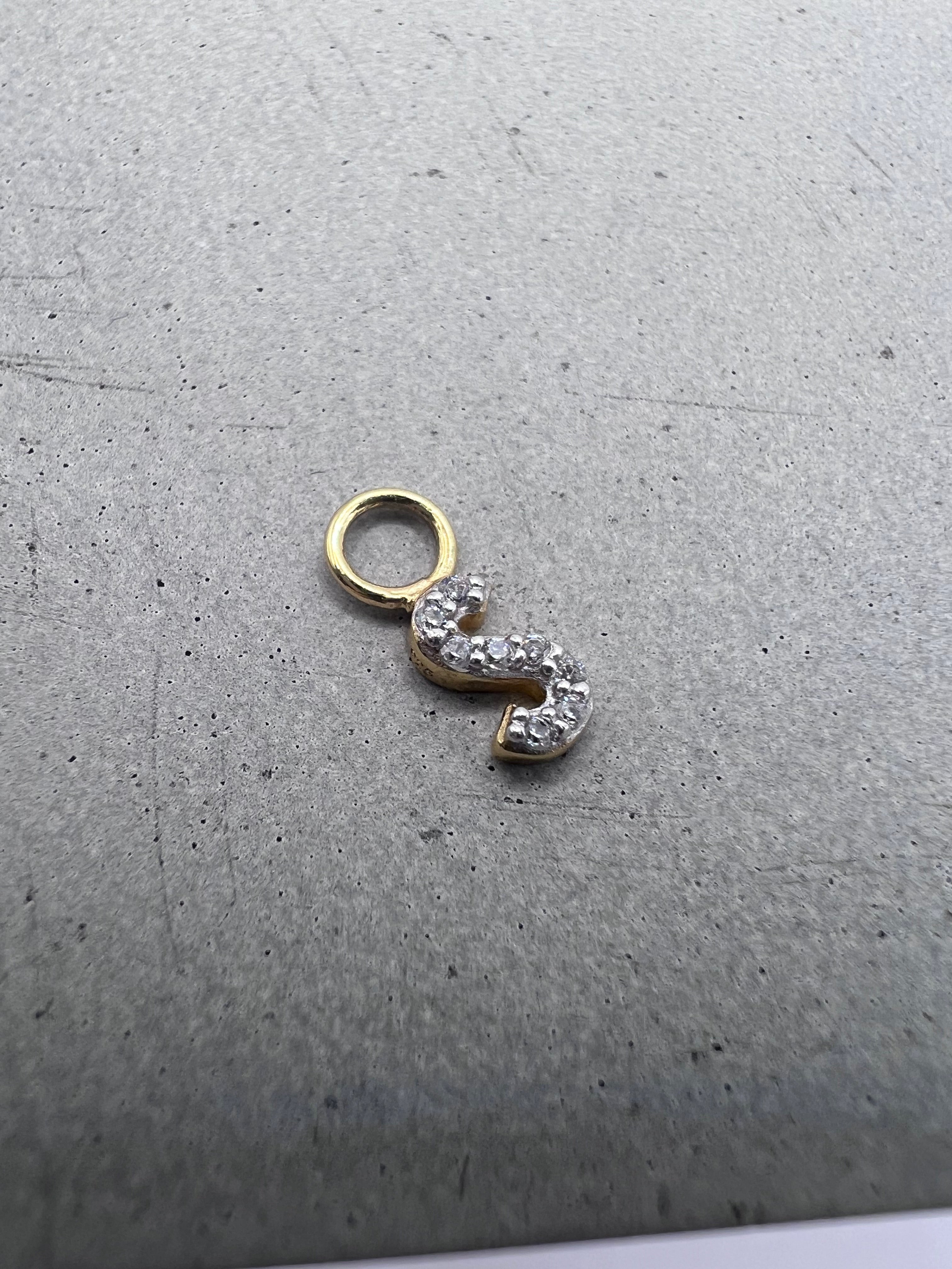 S Earring Charm Gold