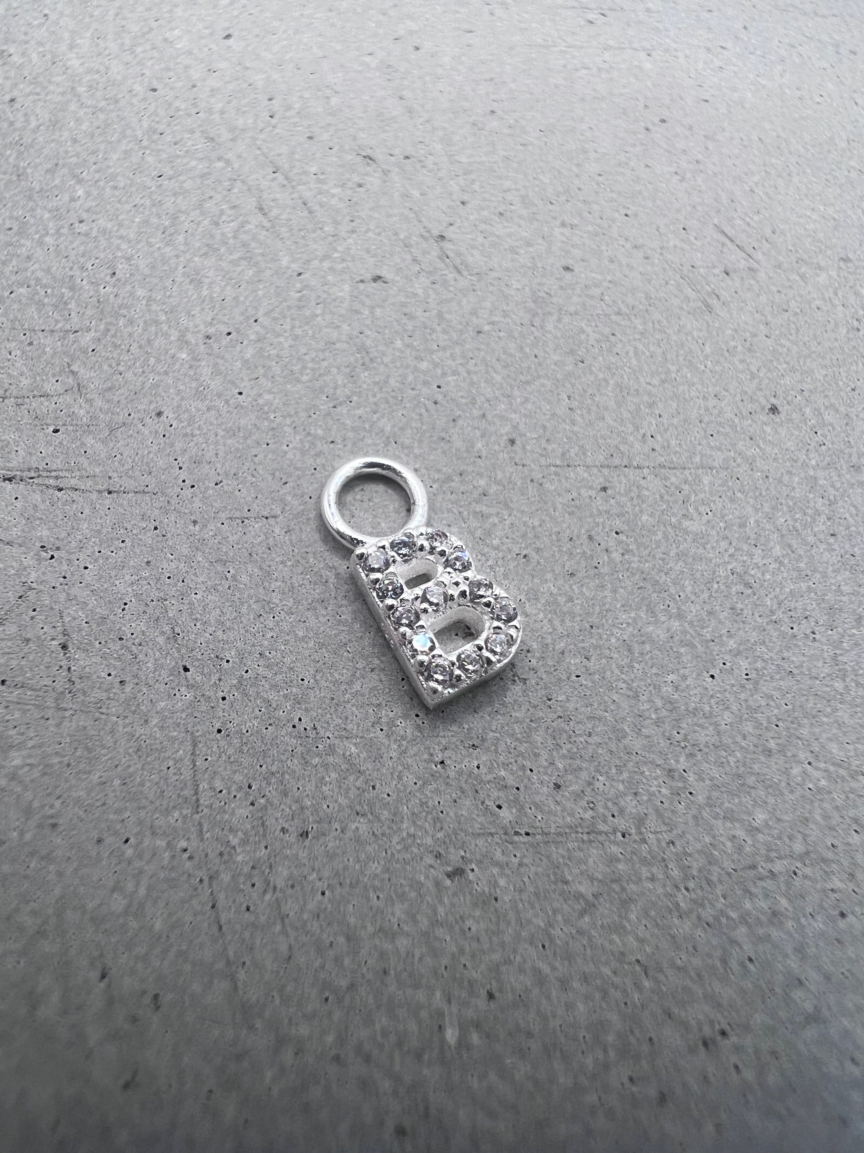 B Earring Charm Silver