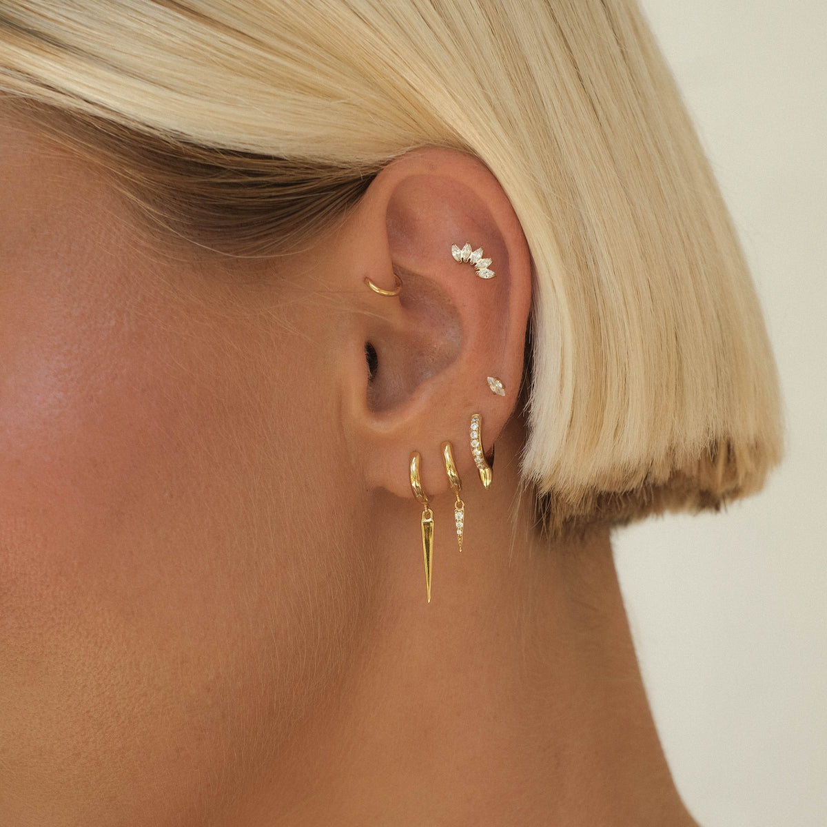 Spiked Hoop Drops Gold