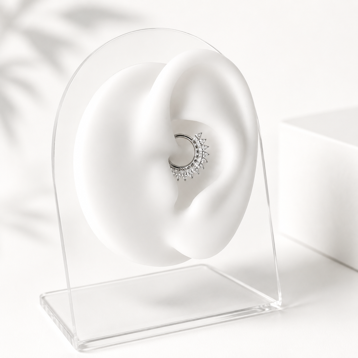 Marquise Fan Clicker Hoop Silver