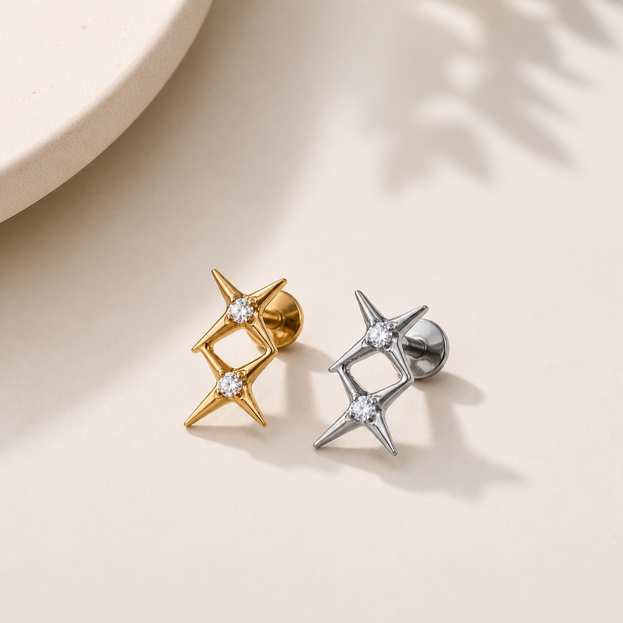 Starcrossed Flat Back Labret Stud Silver