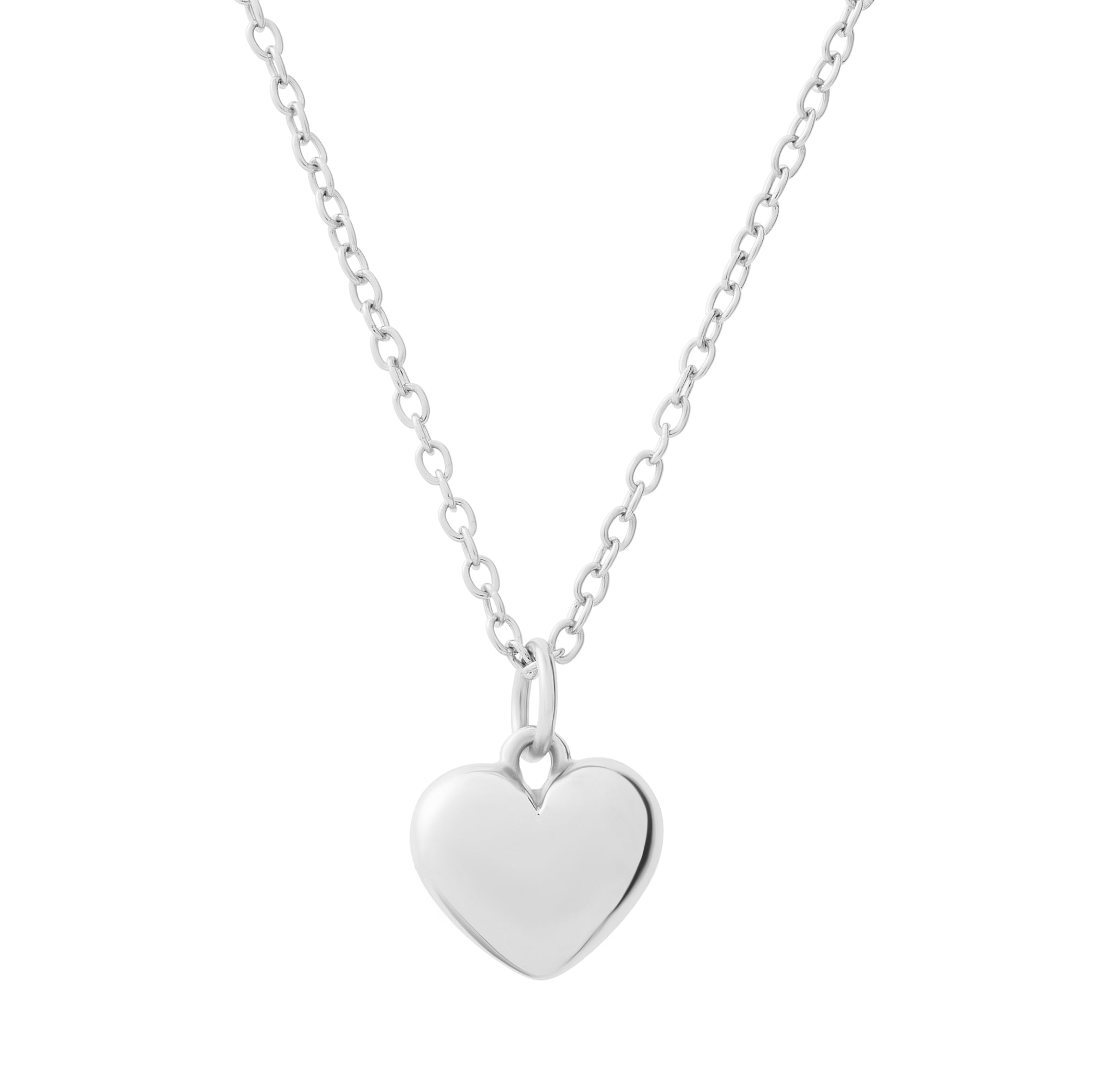 Puffed Heart Necklace - Silver
