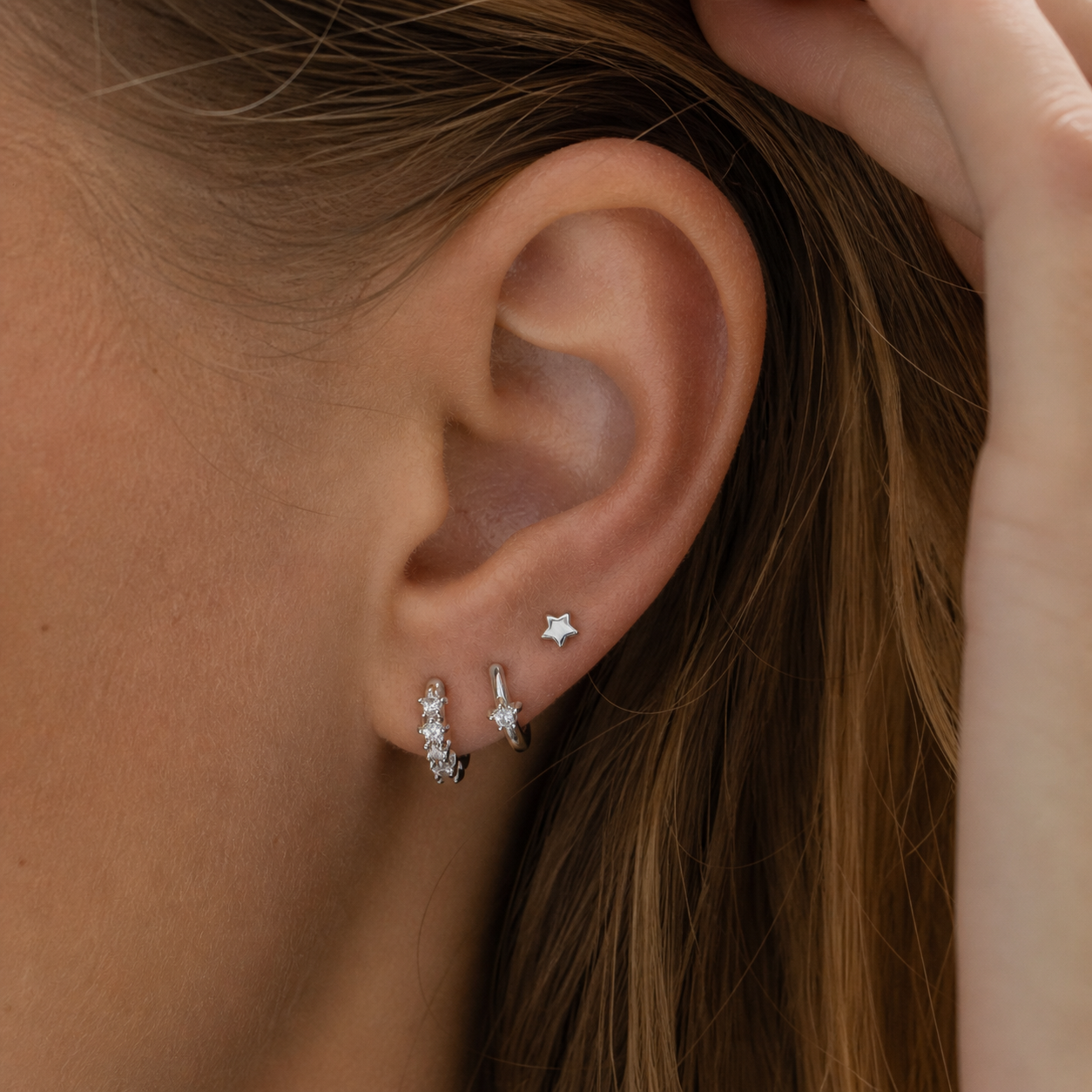 Star Flat Back Labret Stud Silver