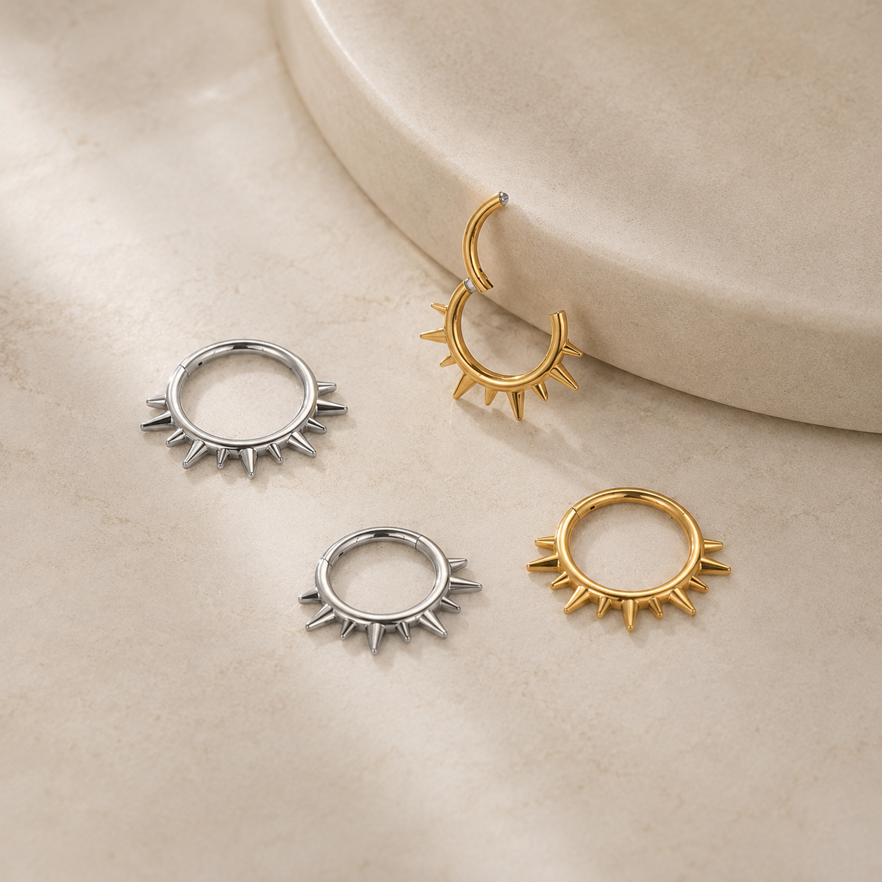 Spiked Cartilage Hoop Silver 8-10mm