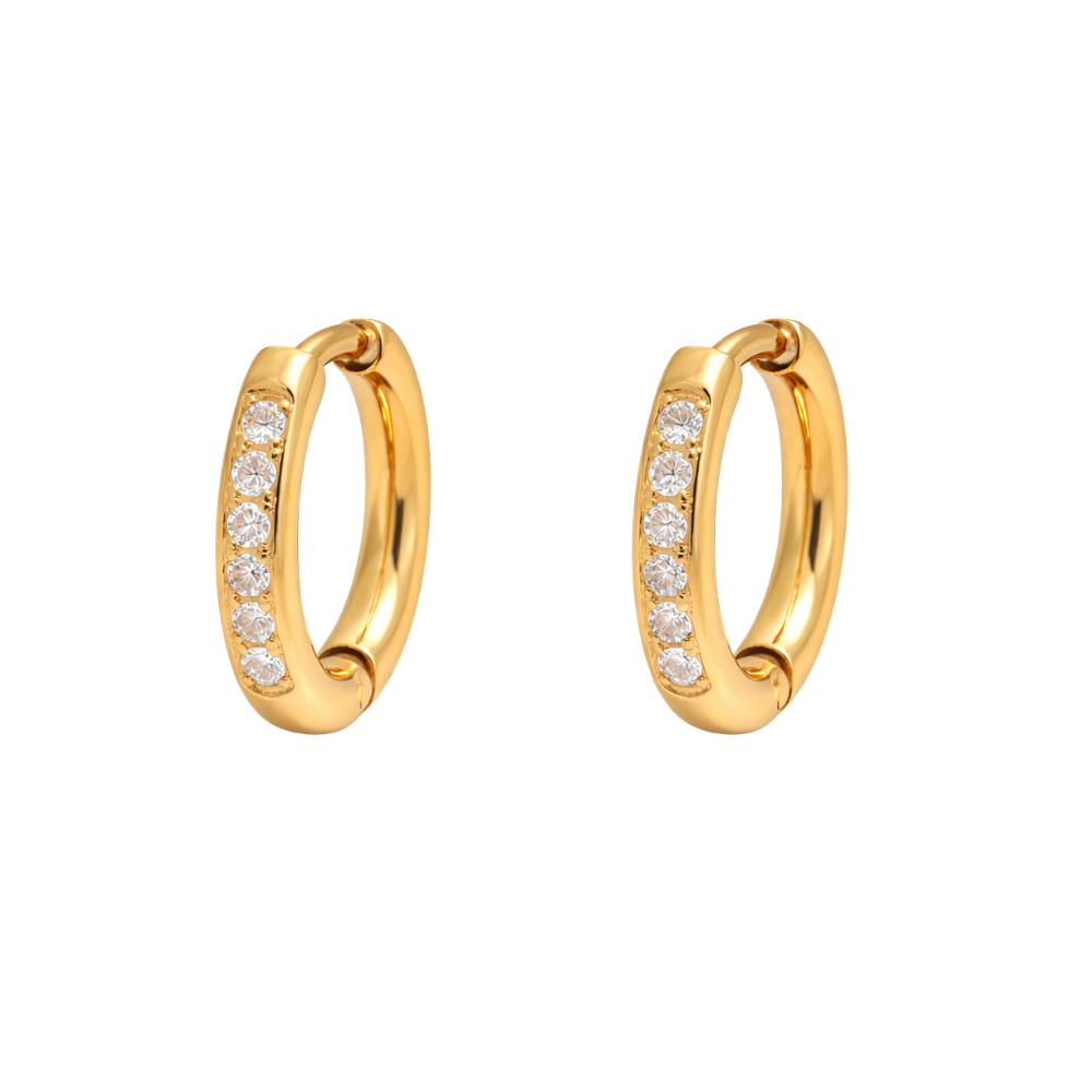 Pavé Huggies Gold