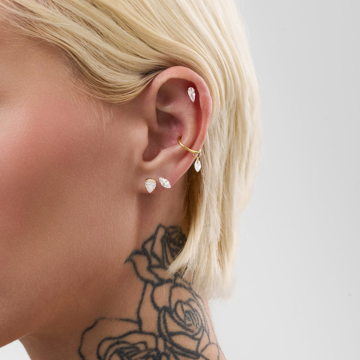 Air Set Marquise Flat Back Labret Gold