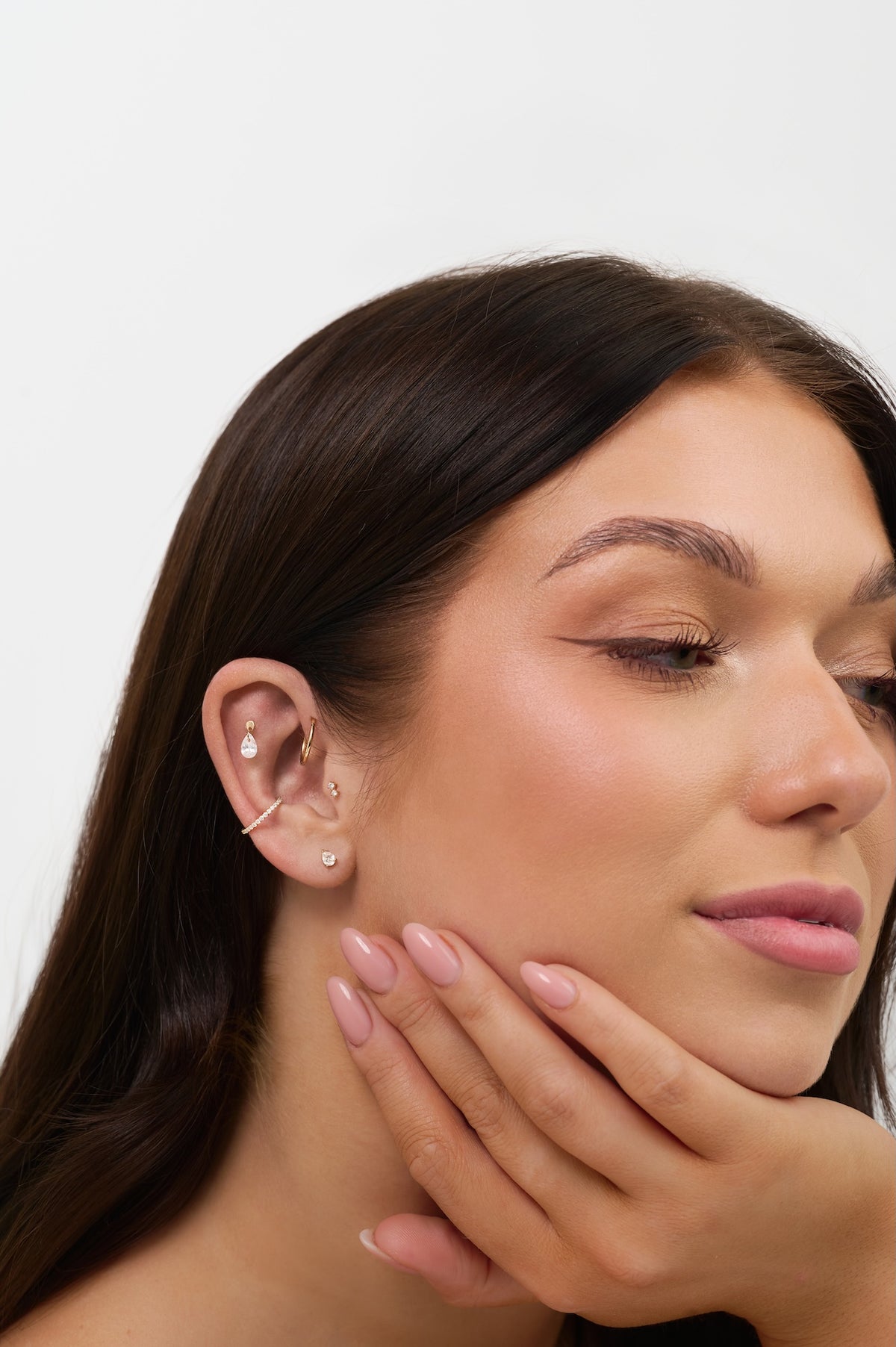 14K Solid Gold Sparkle Clicker Cartilage Hoop 6-10MM