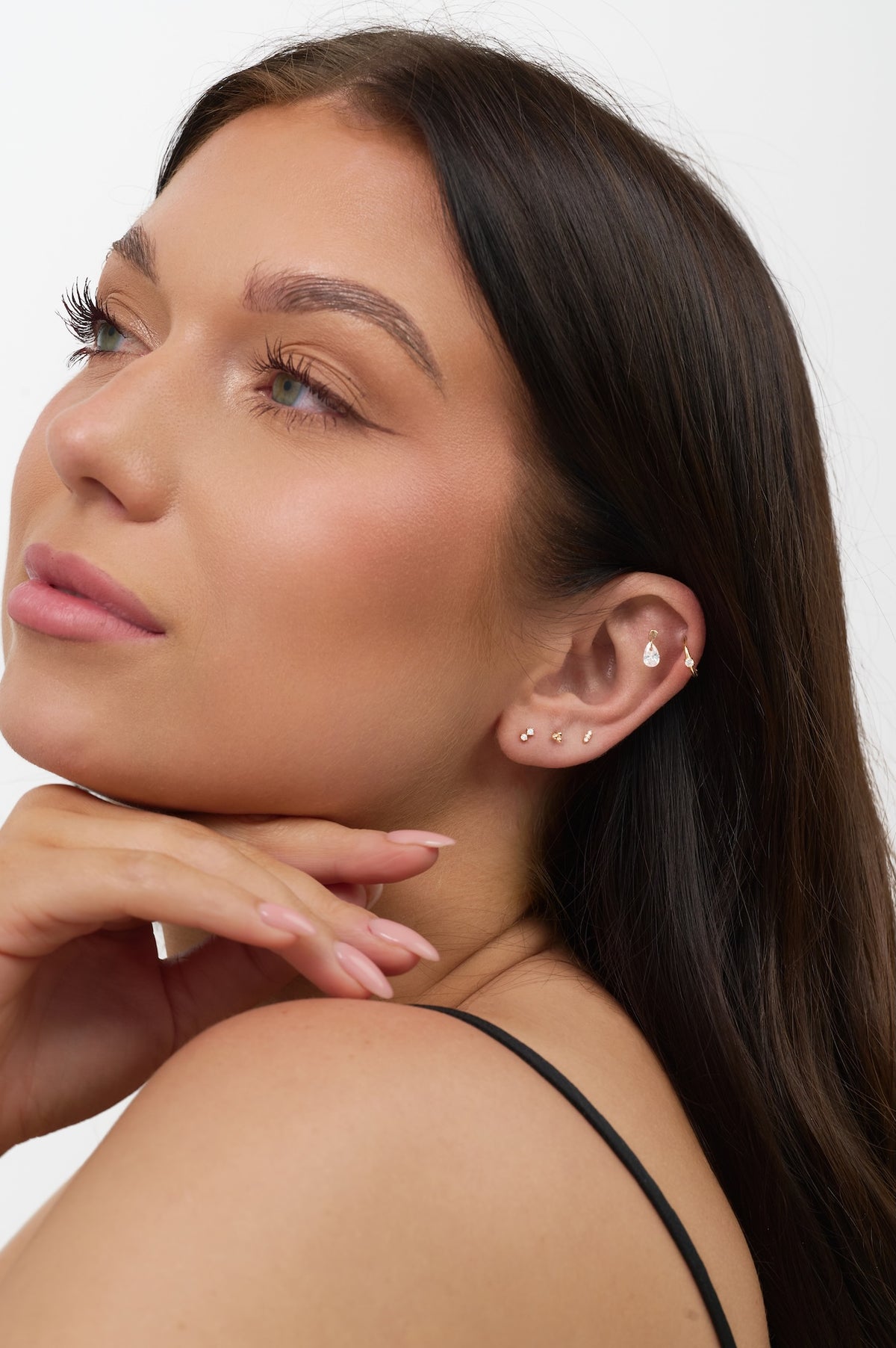 14K Solid Gold Duo Flat Back Stud