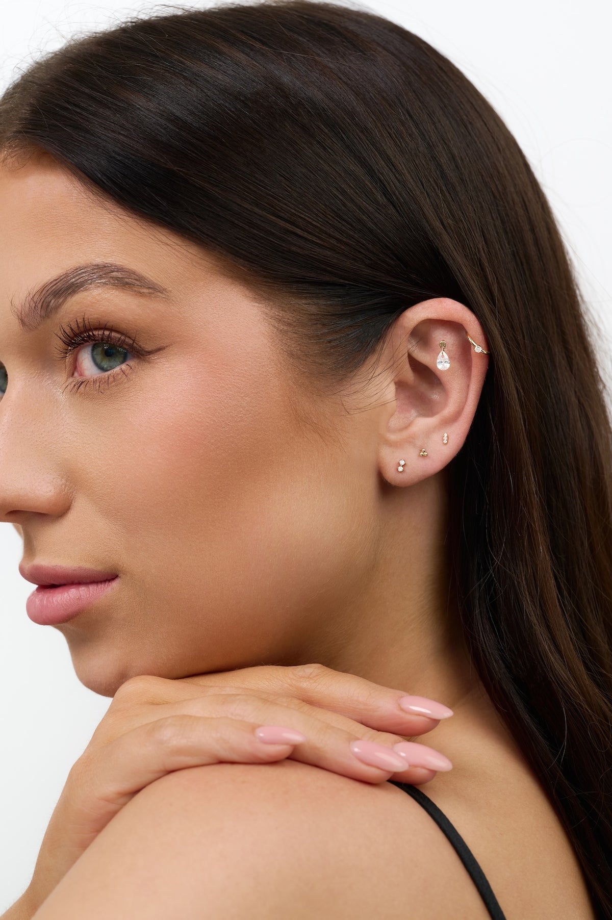 14K Solid Gold Duo Flat Back Stud