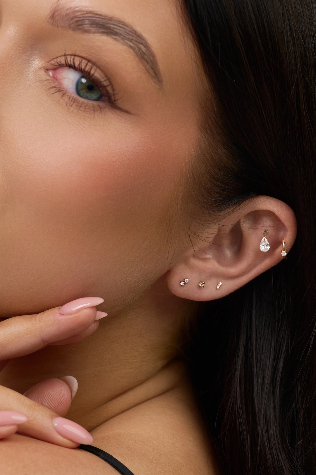 14K Solid Gold Duo Flat Back Stud