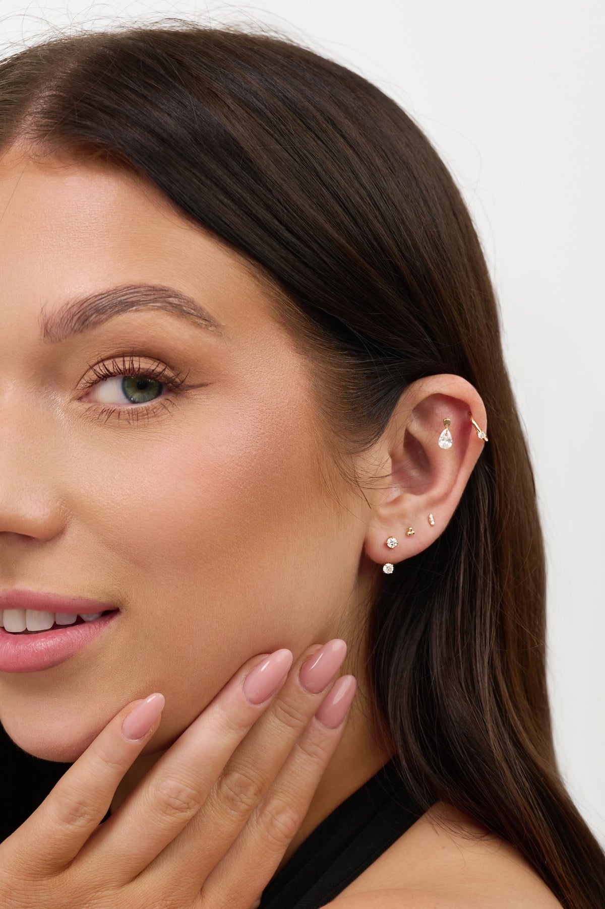 14K Solid Gold Sparkle U-Hoop 6-8MM