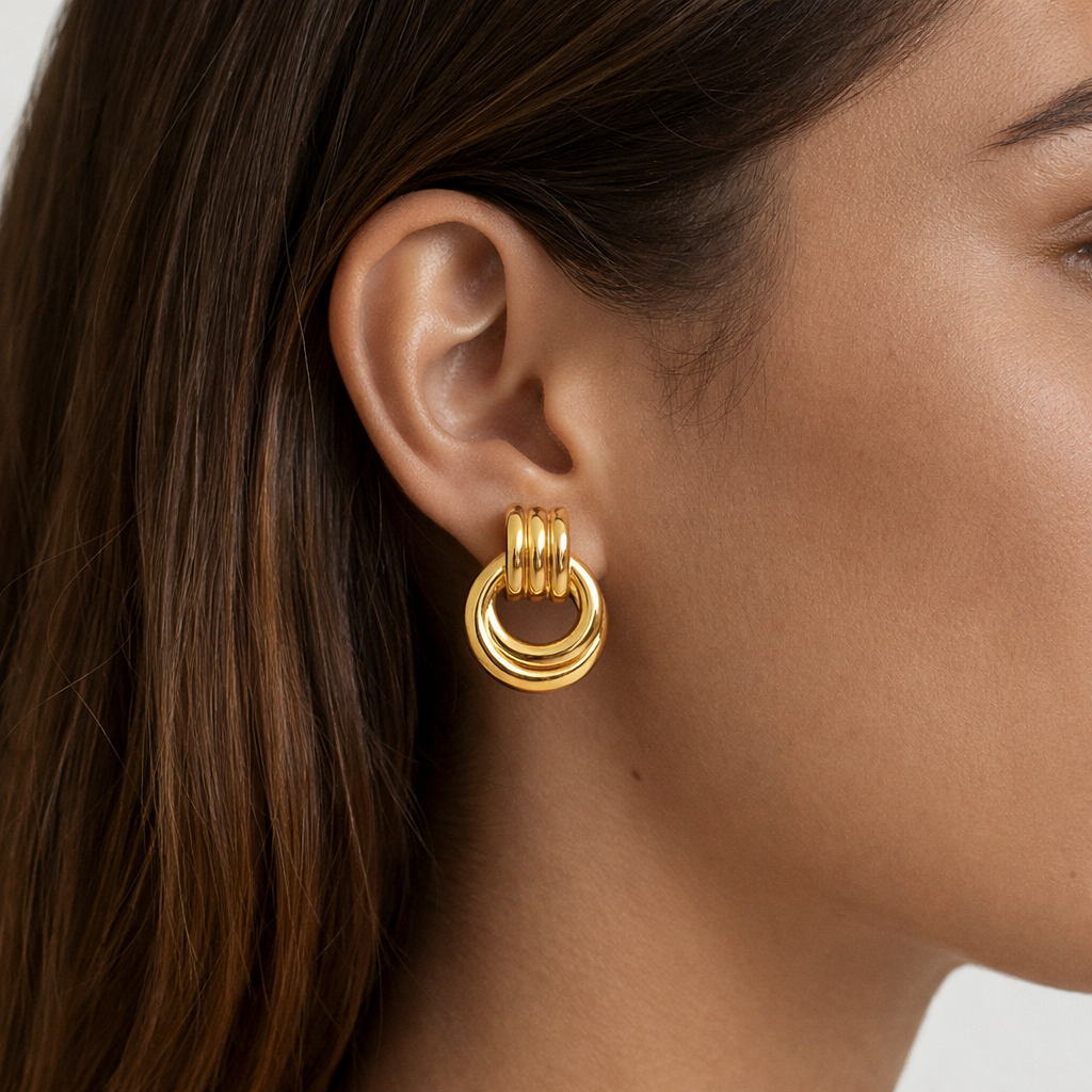 Double Knot Statement Studs Gold