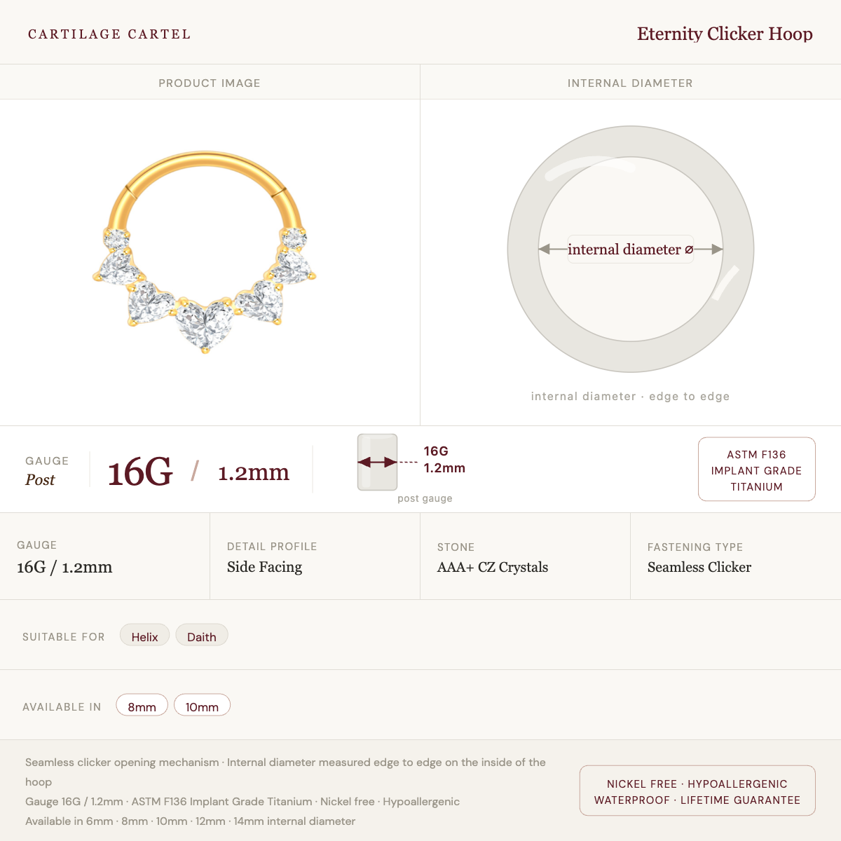 Eternity Clicker Hoop Gold 8-10mm
