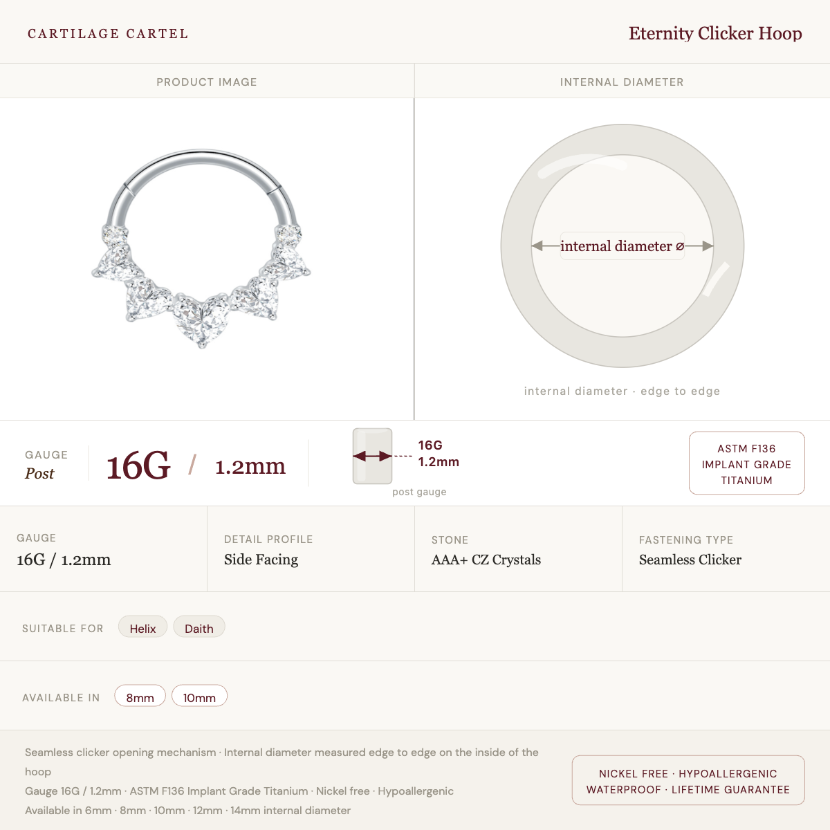 Eternity Clicker Hoop Silver 8-10mm